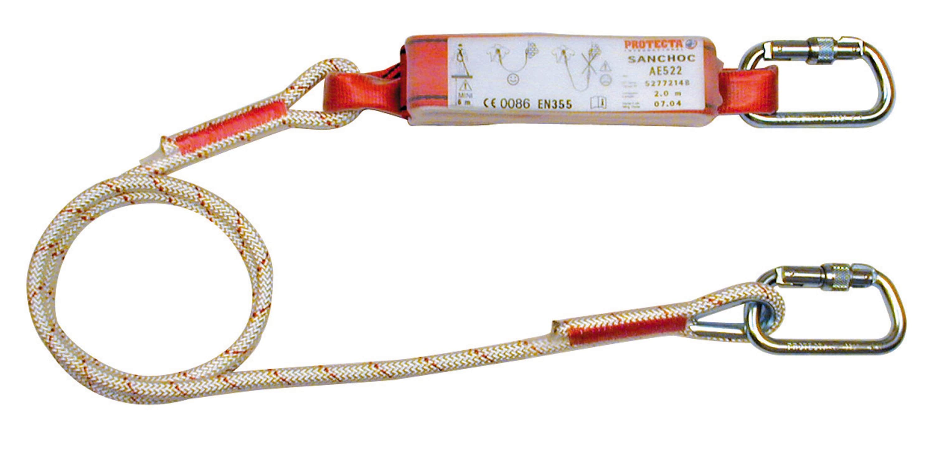 Longe antichute 3M™ Protecta® Sanchoc™, corde à âme et gaine, brin unique, 1,50 m, AE522/1