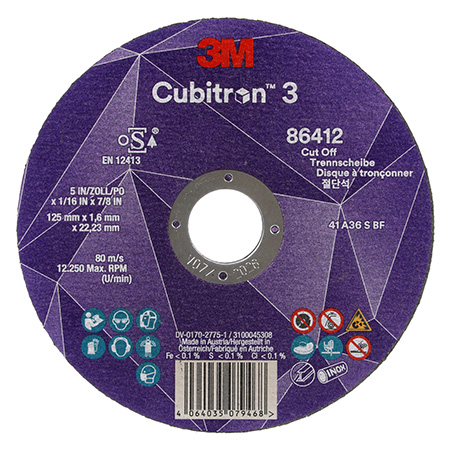 3M™ Cubitron™ 3 Cutting Disc, 90247, 60+, T41, 150 mm x 1.6 mm x 22.23 mm