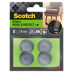 Patins Scotch® Move & Protect SP62A05, auto-adhésifs, gris, Ø 19 mm, 8 par paquet – 100 kg