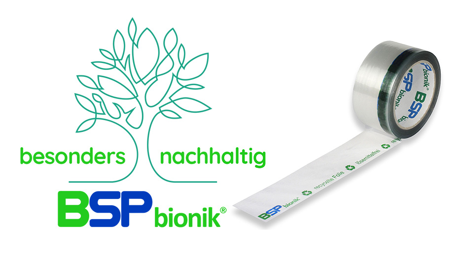 BSP bionik 132+ Verpackungsklebeband 50mm x 66m transparent "Standard Recyclingdruck"