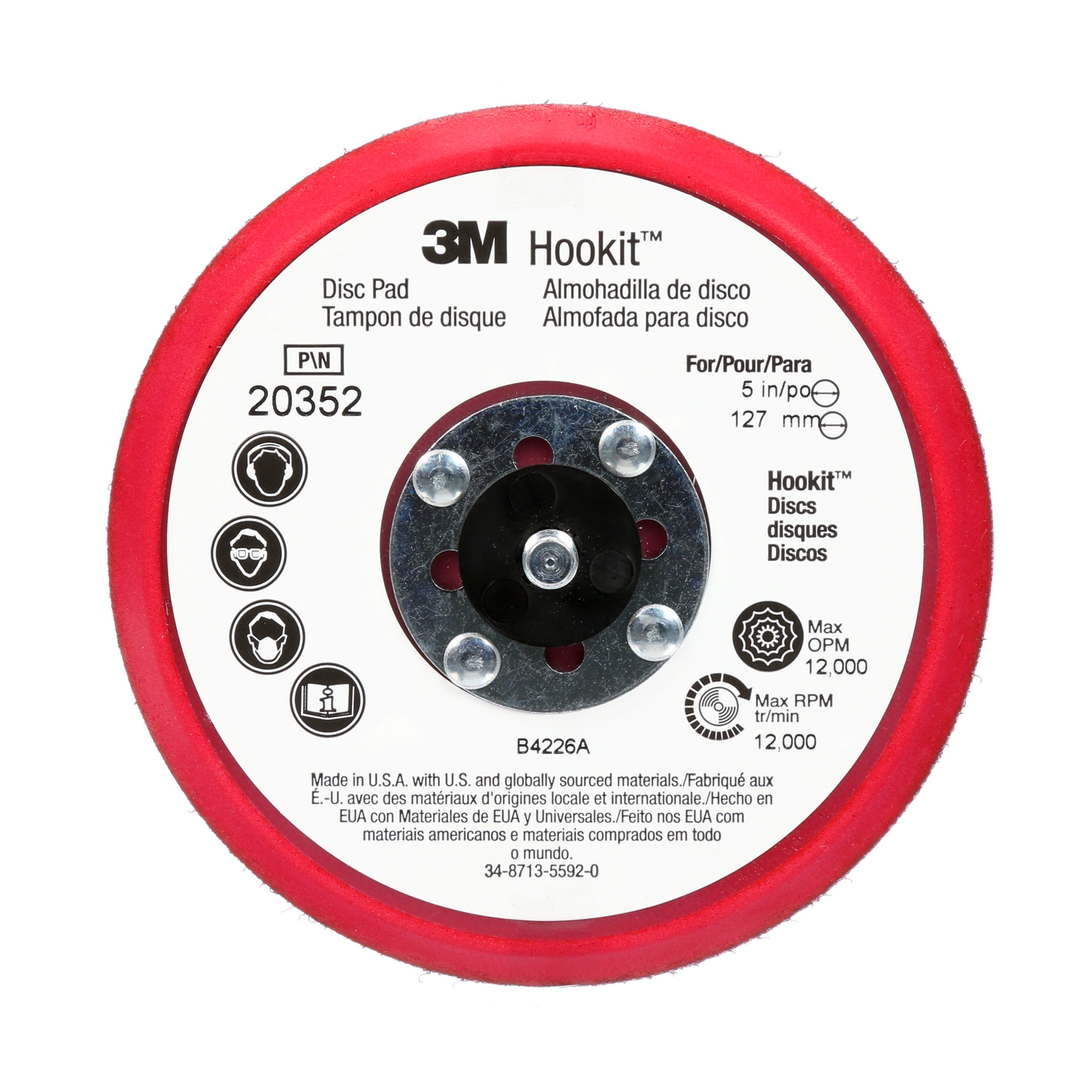 3M™ Hookit™ Low Profile Sanding Disc, 125 mm x 9.5 mm x 7.9 mm, 20352
