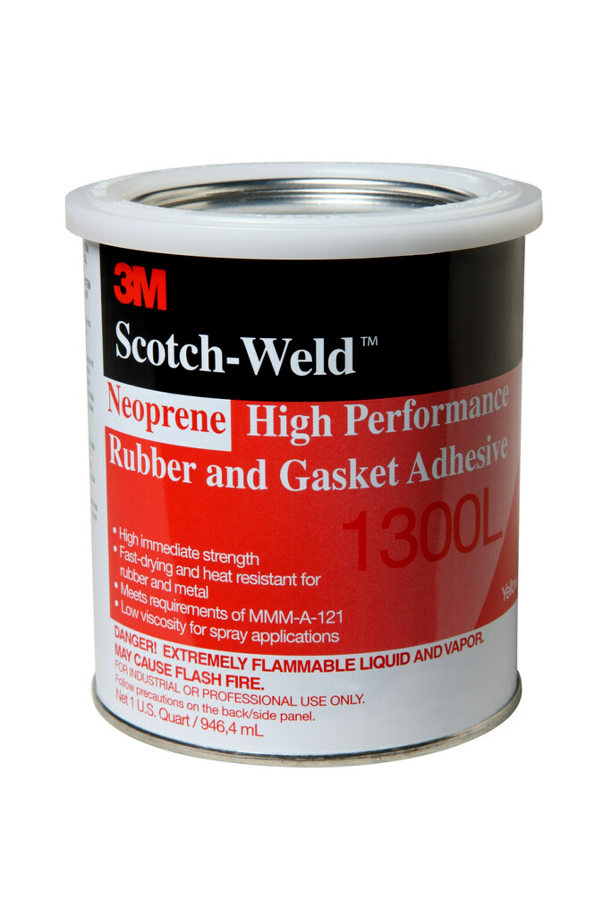 Adhésif à base de solvant 3M™ à base de polychloroprène 1300L TF, jaune-brun, 1 L (spécifications 3M)