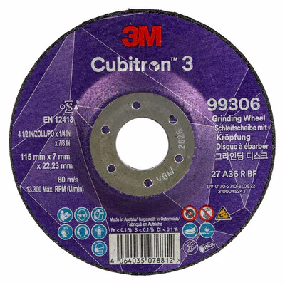 3M™ Cubitron™ 3 roughing disc, 99306, 36+, T27, 115 mm x 7 mm x 22.23 mm, EN, 10 per pack, 20 pieces per pack