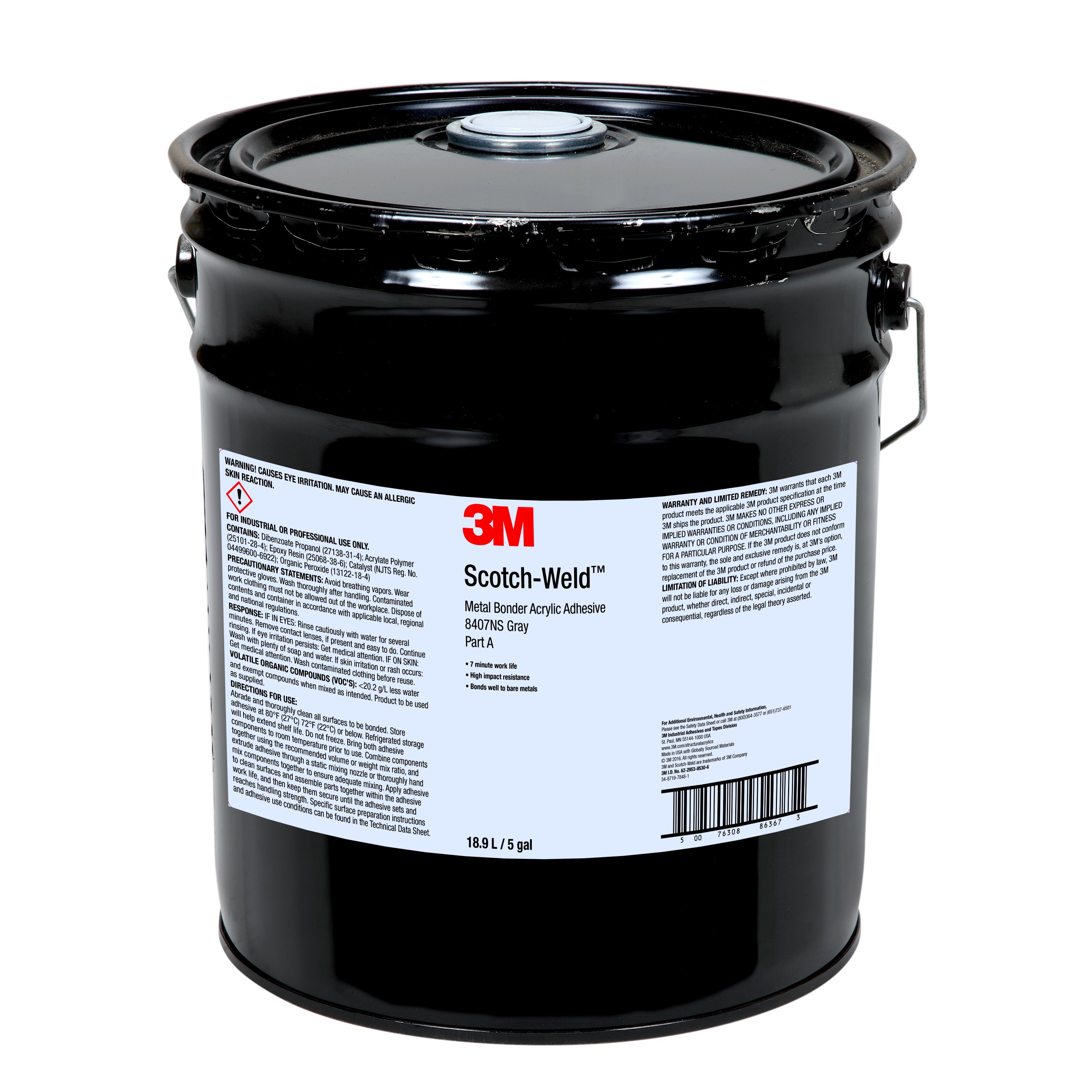 3M™ Scotch-Weld™ 2-Komponenten Konstruktionsklebstoff auf Acrylatbasis DP8407NS, Grau, Part B, 18.927 L