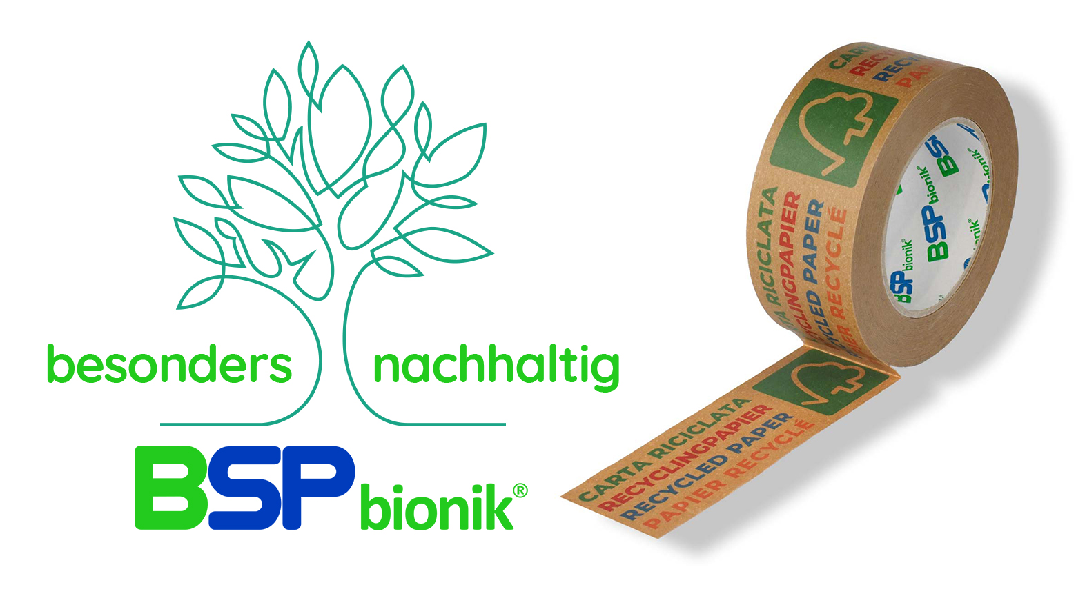 BSP bionik 135 Papier-Verpackungsklebeband 50mm x 50m braun "Standard-Recyclingdruck"