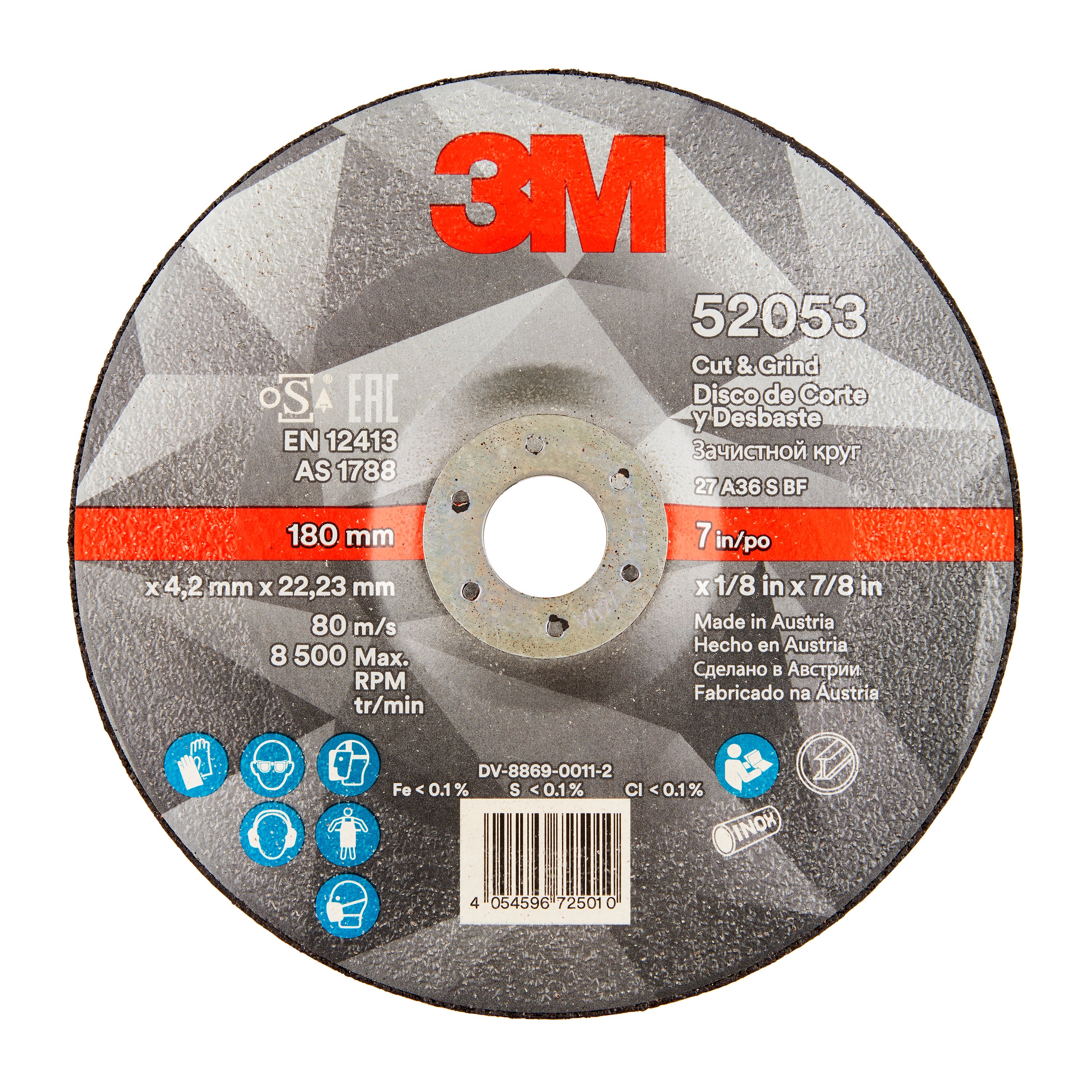 3M™ Cut & Grind roughing disc, T27, 230 mm x 4.2 mm x 22 mm, 36+