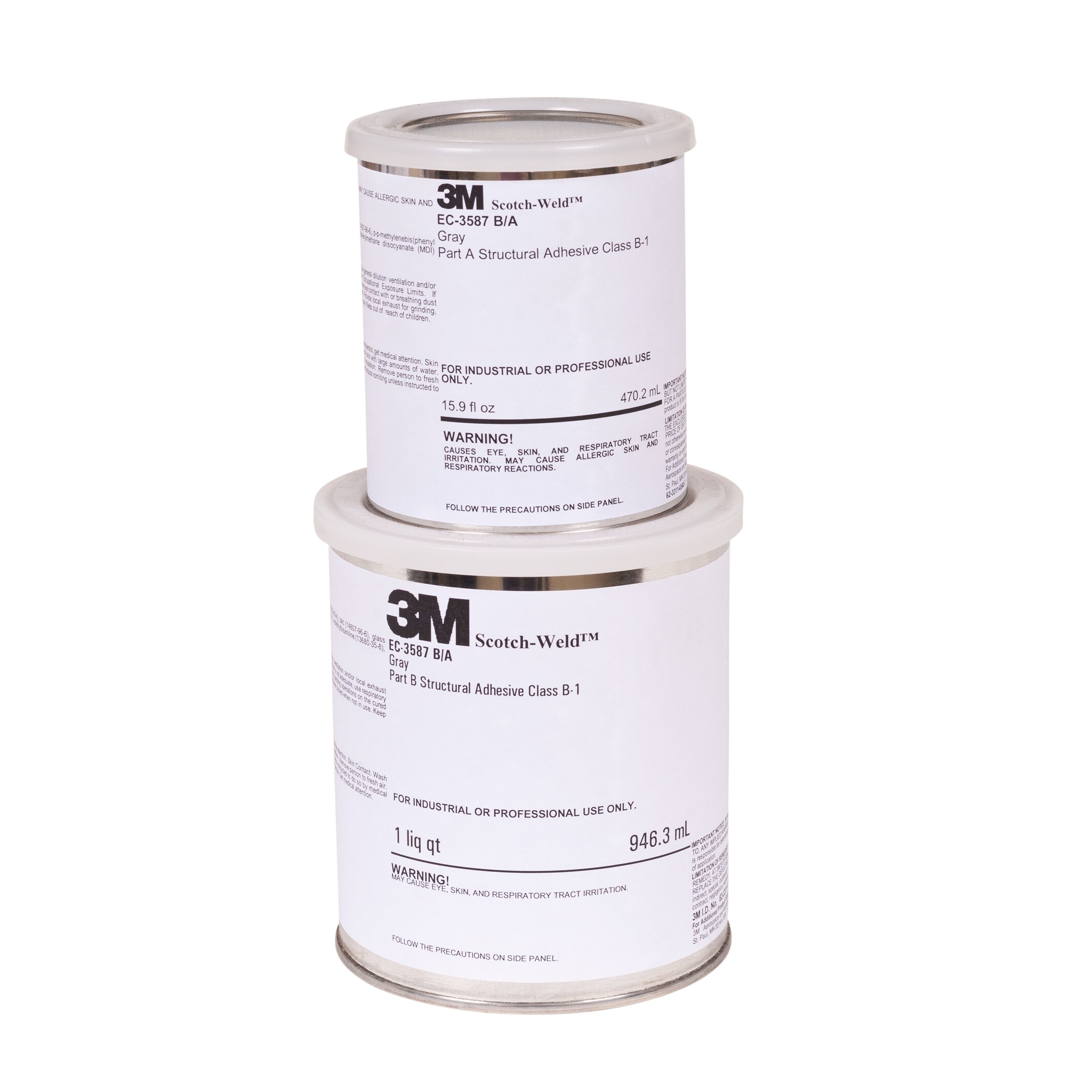 3M™ Scotch-Weld™ Urethane Adhesive EC-3587 B/A, B-1/4, Grey, Part A 470 ml, Part B 757 ml, 6 per case