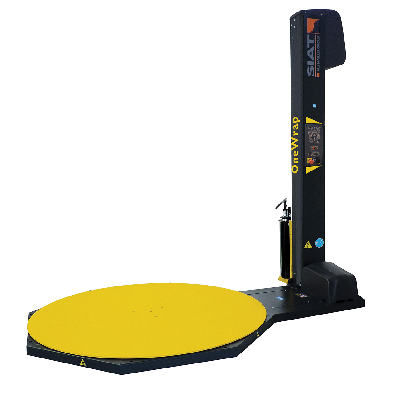 Banderoleuse de palettes SIAT OneWrap - M, frein à ressort avec déverrouillage rapide, plateau tournant Ø 1 650 mm, hauteur d'enroulement 2 100 mm