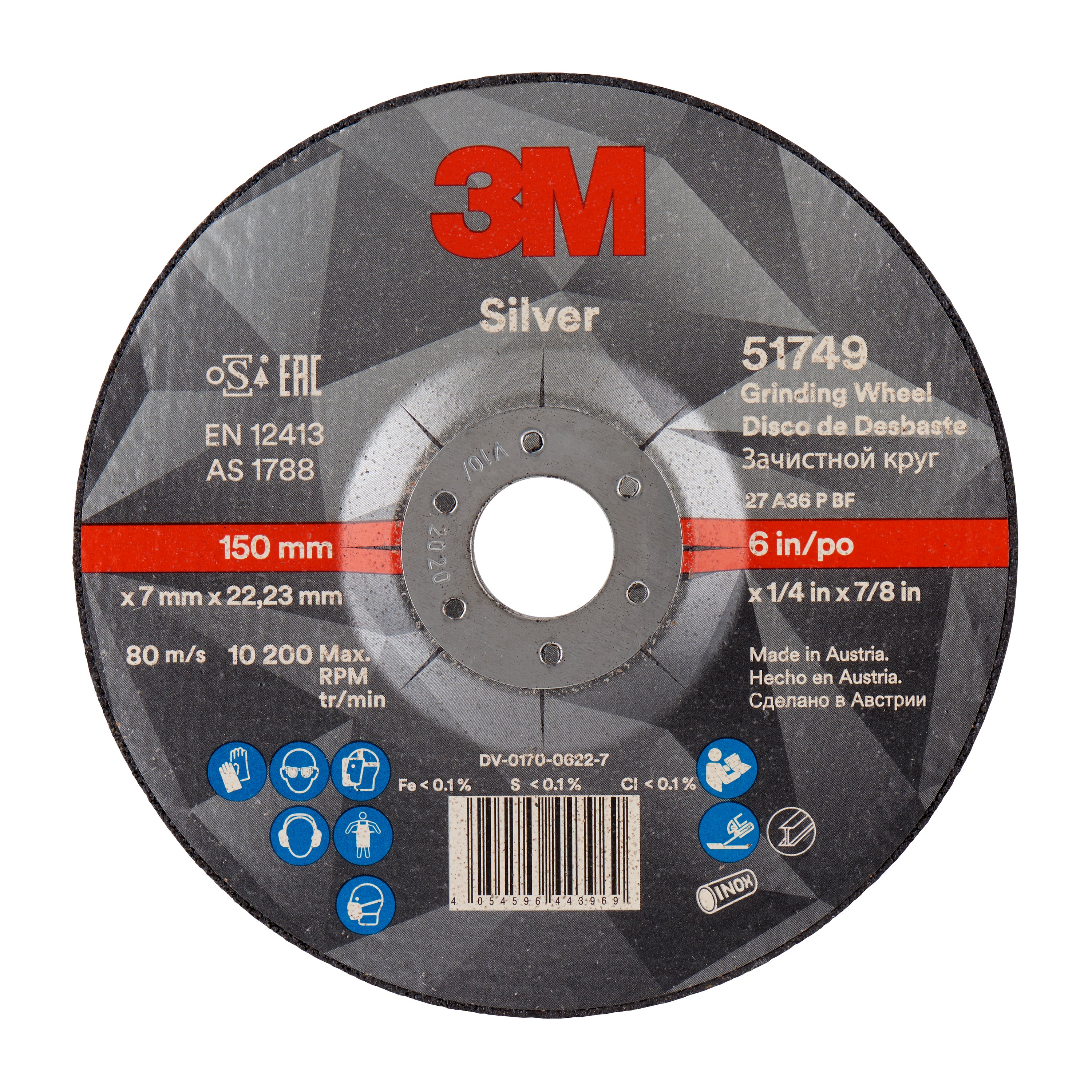 3M™ Silver Roughing Disc, T27, 150 mm x 7 mm x 22 mm