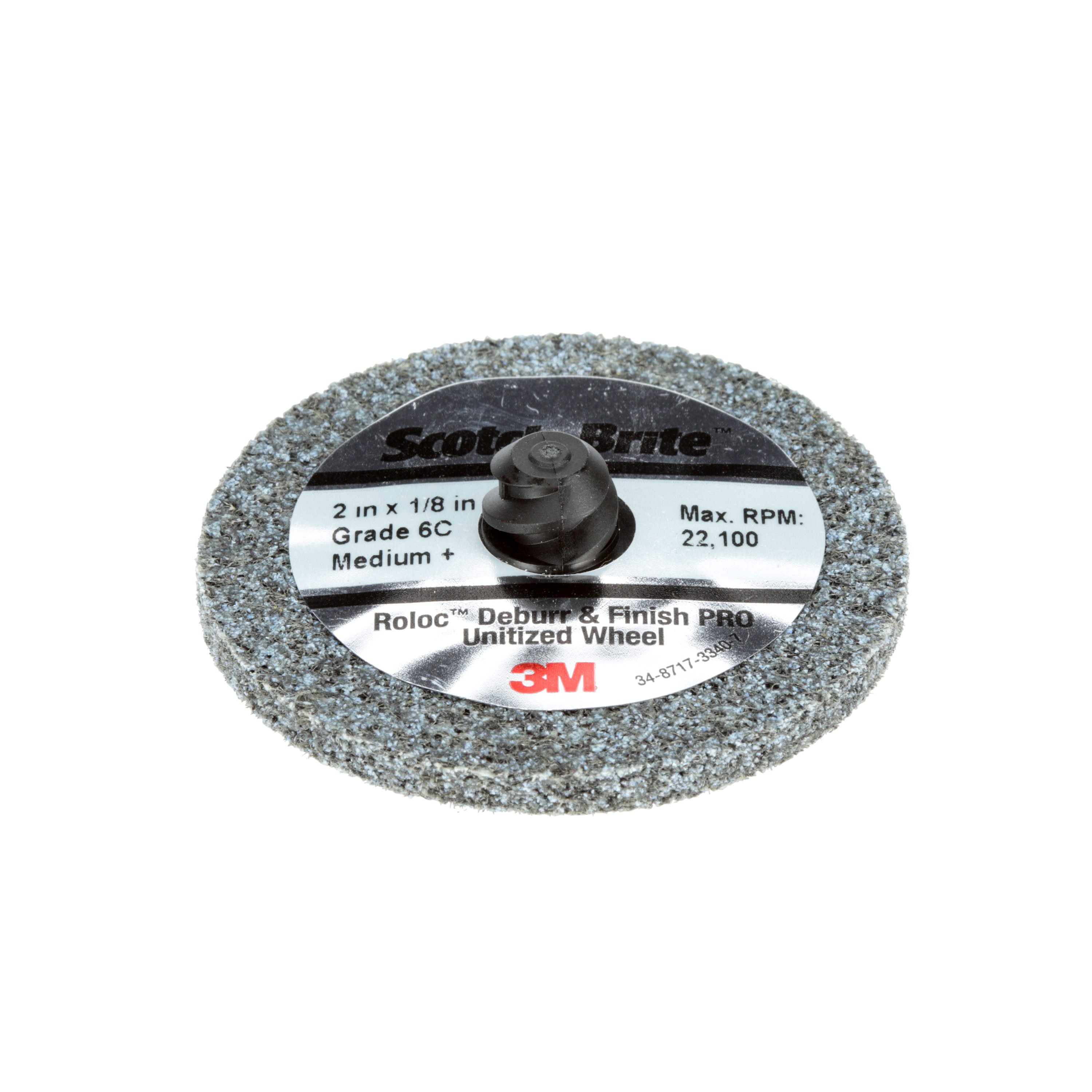 Scotch-Brite™ Roloc™ Deburr and Finish PRO – Disque compact pressé DP-UW, 76 mm x 6,35 mm, MED