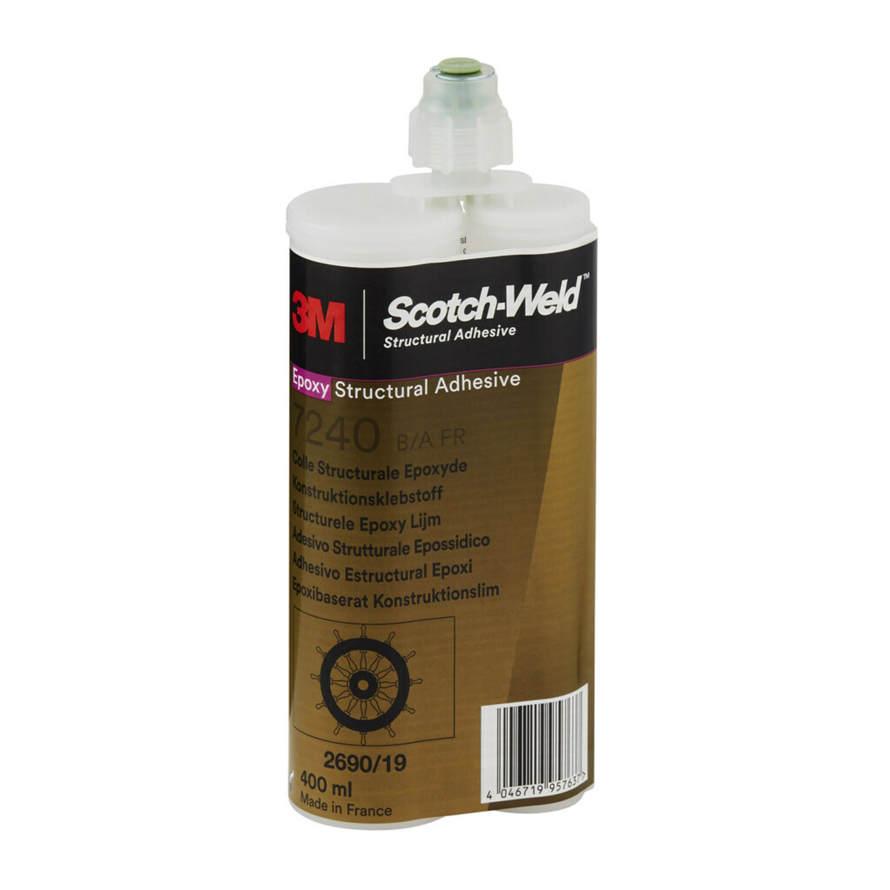 Colle Structurale Époxyde 3M™ Scotch-Weld™ 7240, Gris, Partie B/A, 400 ml