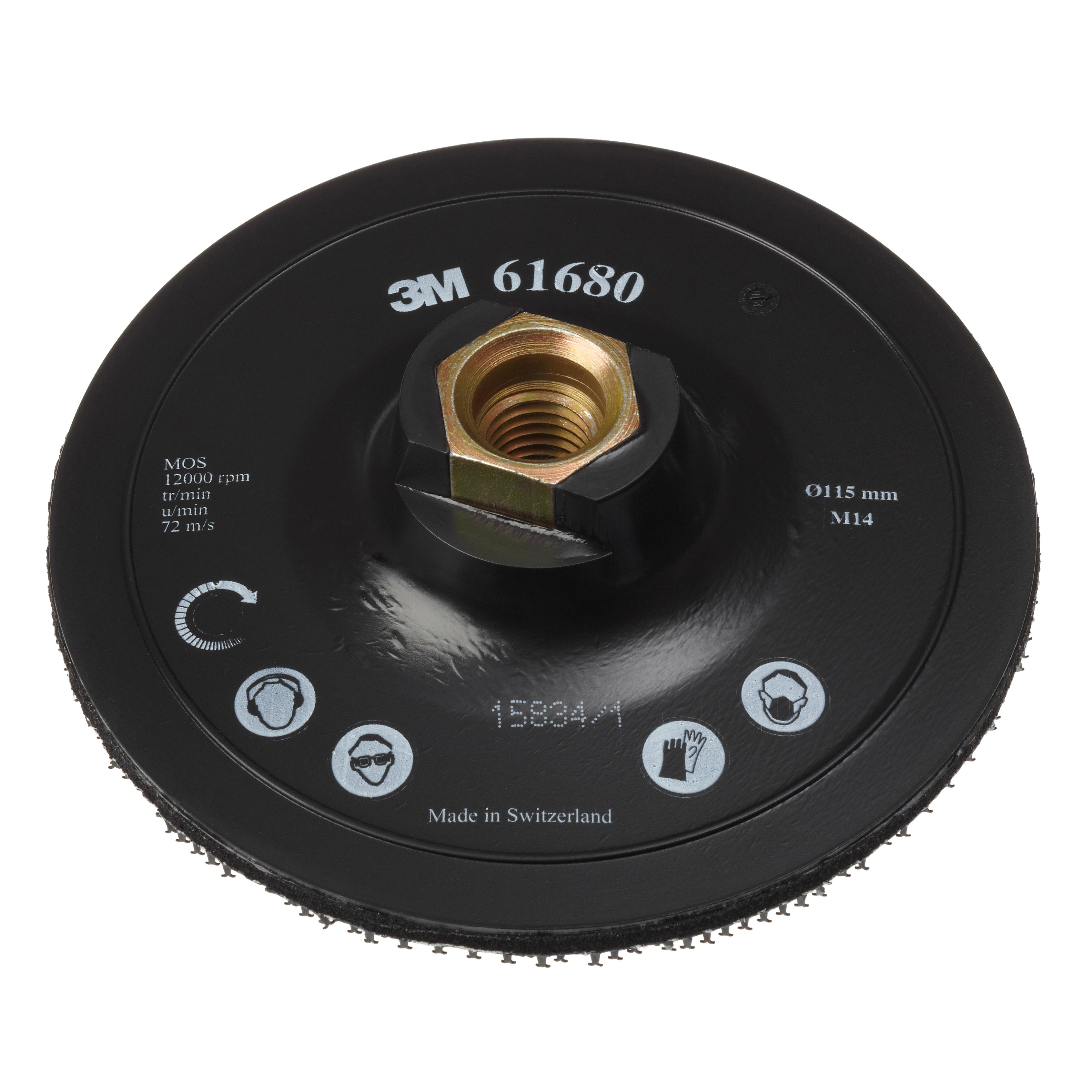Plateau d'appui adhésif 3M™ DH-AC avec centrage, 115 mm x 22 mm, fixation M14