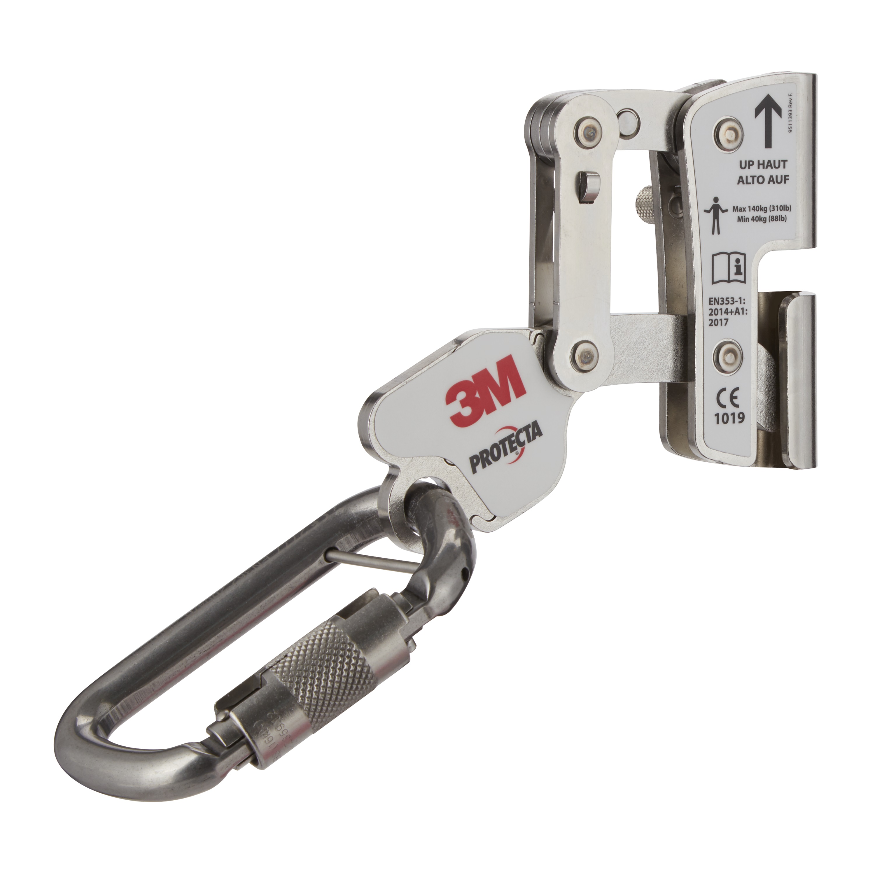 Système de retenue verticale de câbles 3M™ Protecta® Cabloc™ : coulisseau, mousqueton en acier inoxydable, 6180201
