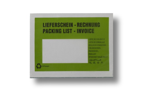 Lieferscheintaschen aus Pergamin-Papier, C6, 175 x 130 mm / 165 x 120 mm, Vollflächendruck - grün