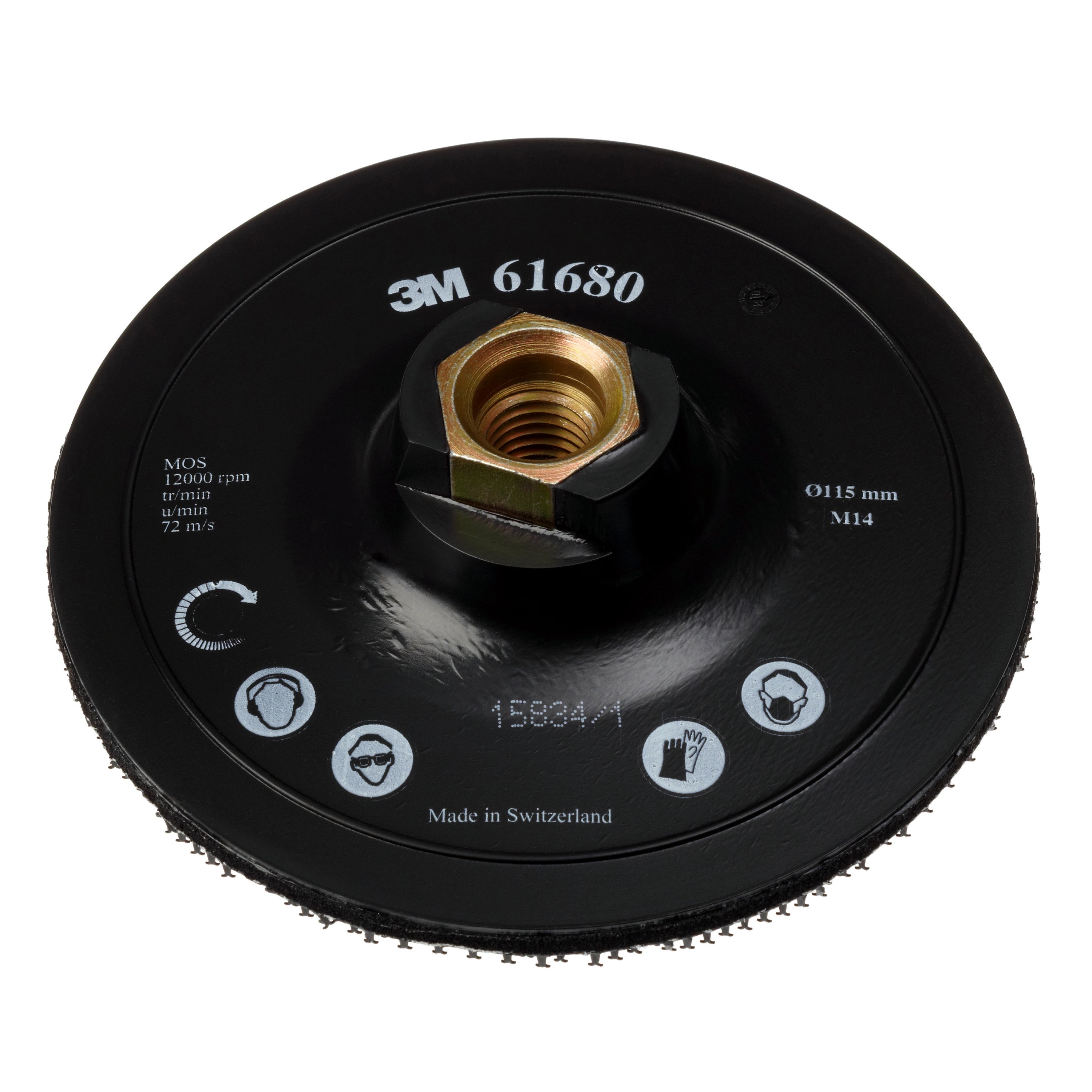 Plateau d'appui adhésif 3M™ DH-AC avec centrage, 125 mm x 22 mm, fixation M14