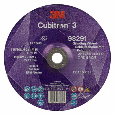 3M™ Cubitron™ 3 roughing disc, 98291, 36+, T27, 230 mm x 7 mm x 22.23 mm, EN, 20 pieces per pack