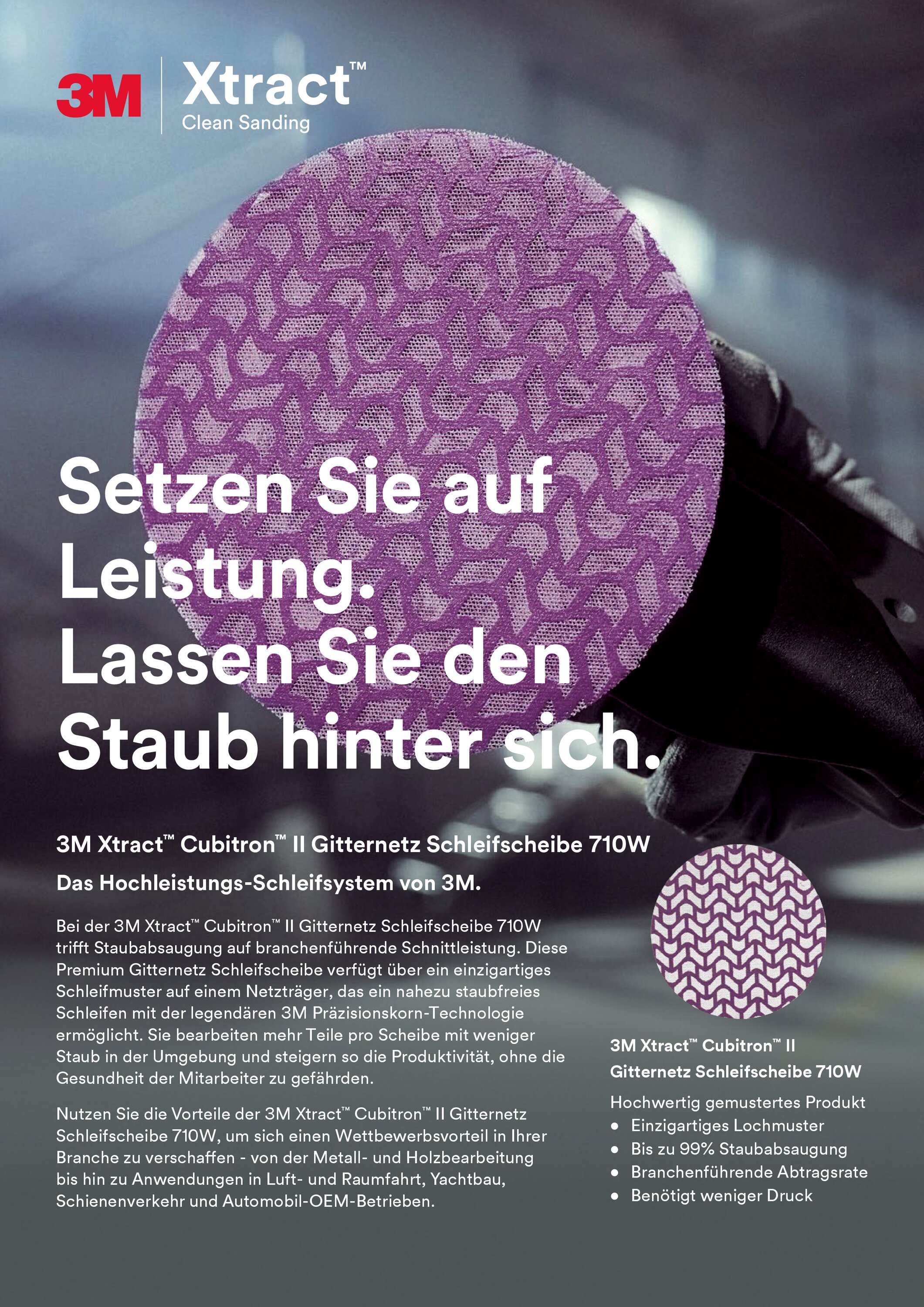 3M Xtract™ Cubitron™ II Gitternetz Schleifscheibe 710W, 120+, 225 mm x NH, Die 886J, 50/Carton, 300 ea/Case