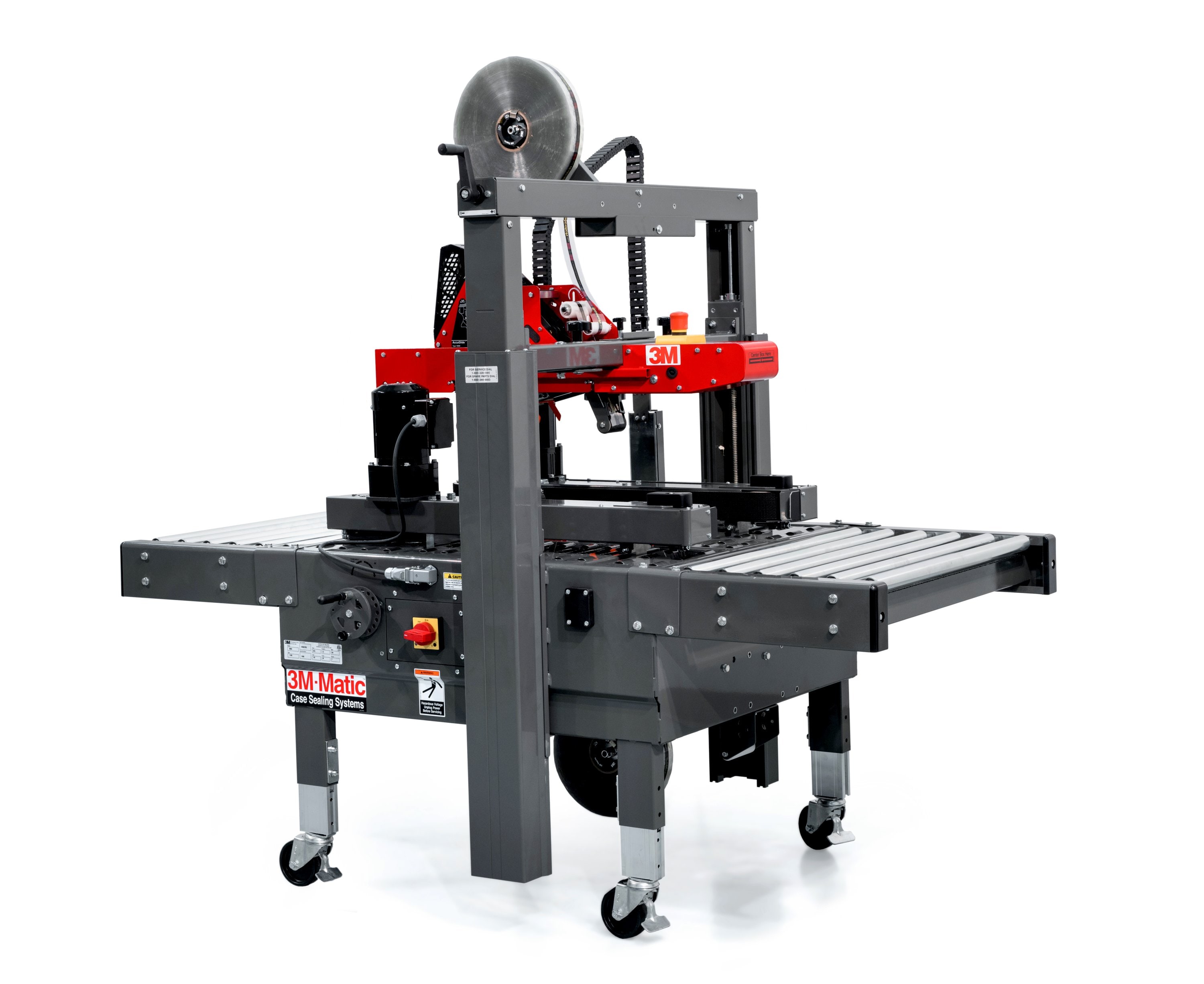 Fermeuse de cartons réglable à courroie latérale 3M-Matic™ 8000a avec tête d'enrubannage 3M™ AccuGlide™ 2+ 3 IN, 3PH 380/400V, 76 mm