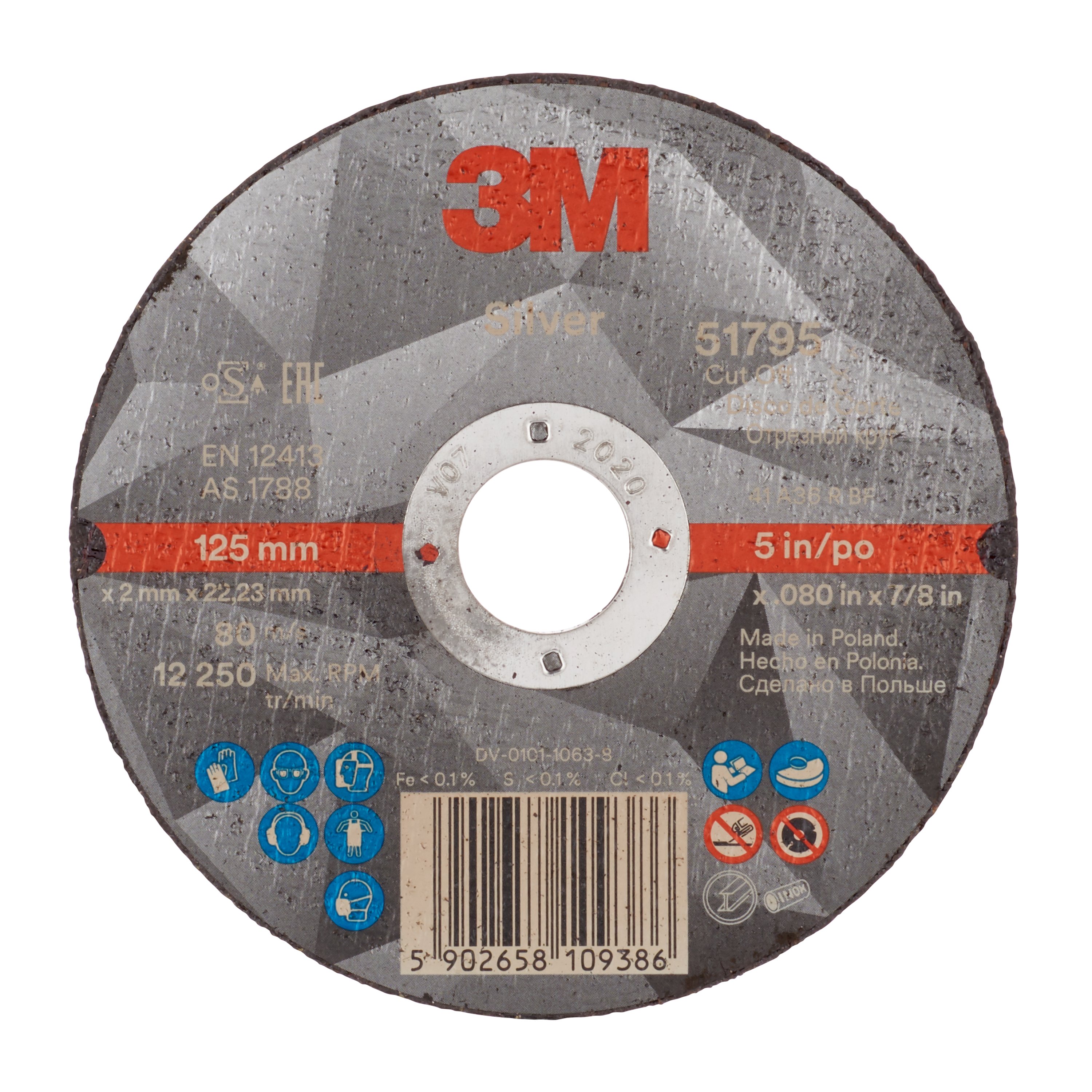 3M™ Silver Cutting Disc, T41, 125 mm x 2.0 mm x 22 mm
