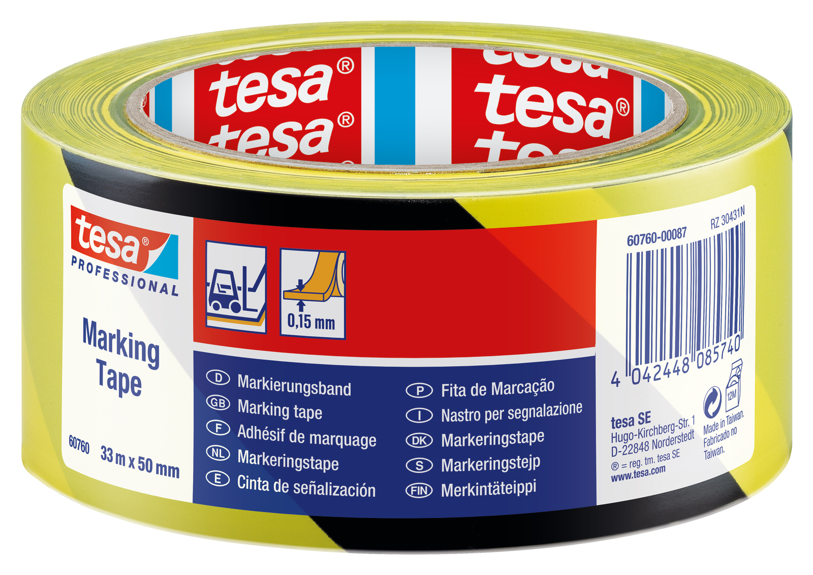 tesa® Marking Tape 33 m: 50 mm red