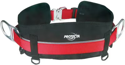 3M™ Protecta® safety harness with quick-release buckle, featuring a padded waist belt and tool loop, red, XL, AB051346