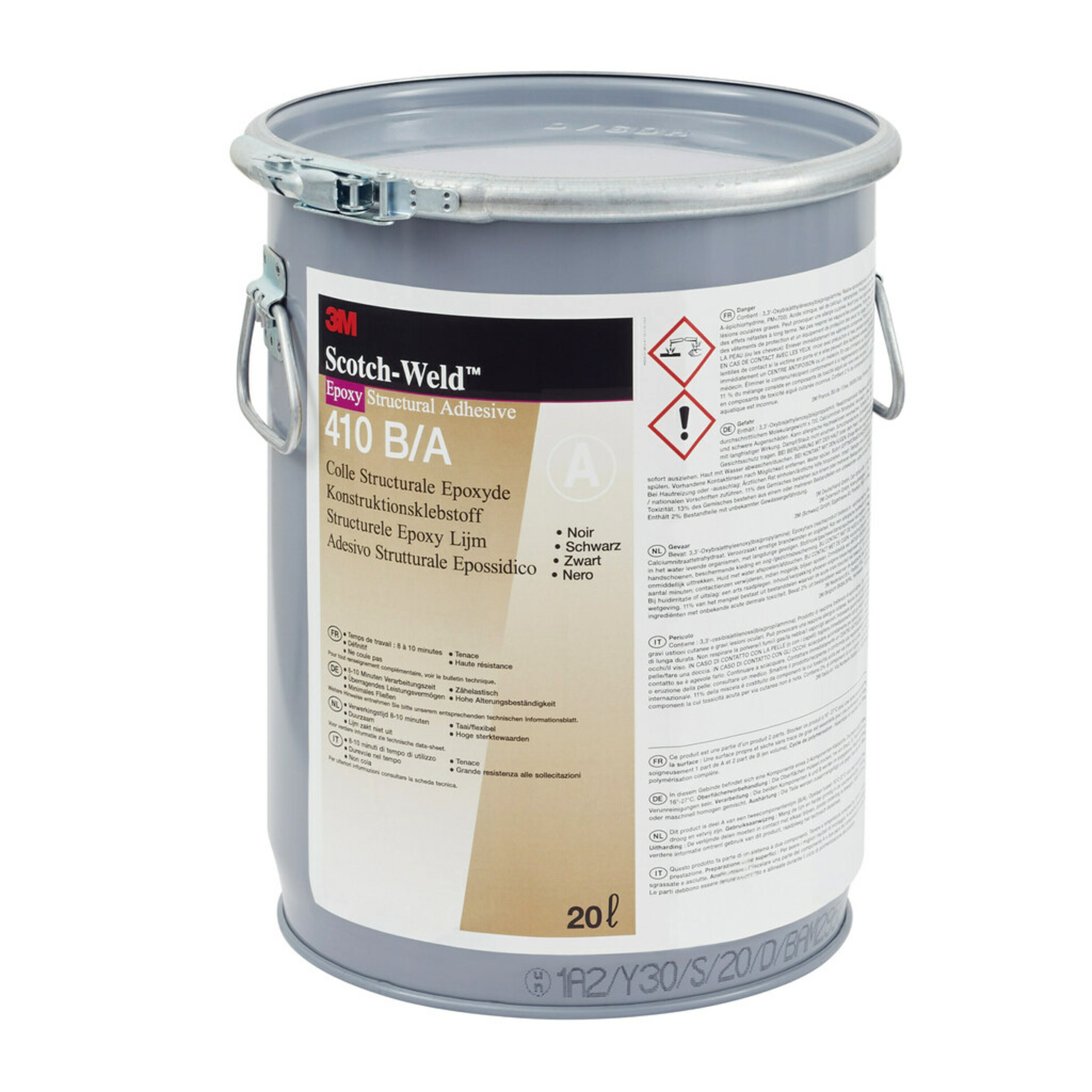 Colle Structurale Époxyde 3M™ Scotch-Weld™ DP410, Noir, Activateur, 20 L