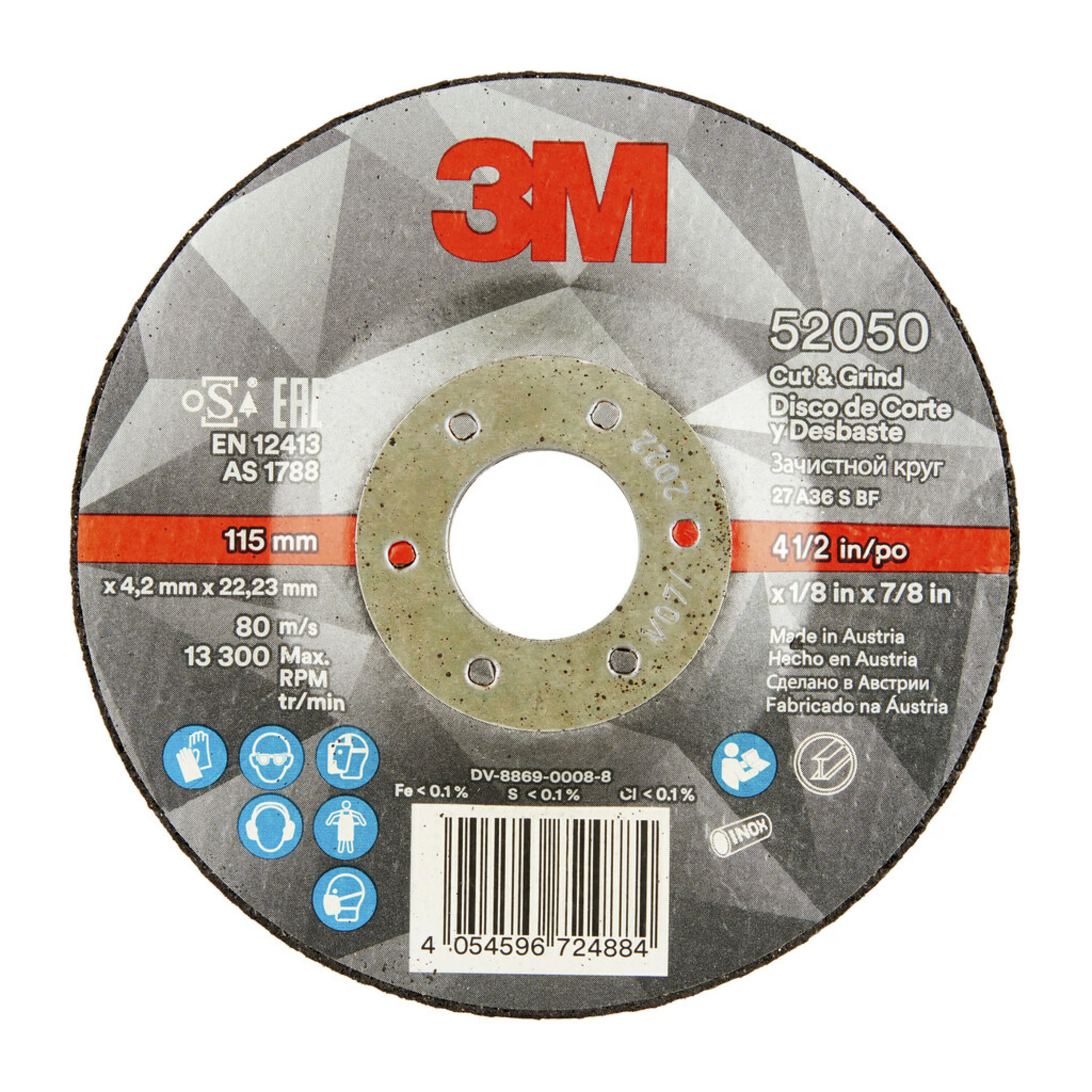 3M™ Cut & Grind roughing disc, T27, 100 mm x 4.2 mm x 16 mm, 36+