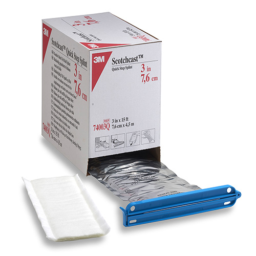 3M™ Scotchcast™ Quick Step Splint, double-sided padded splint, 74003Q, 7.6 cm × 4.5 m, 2 rolls per pack