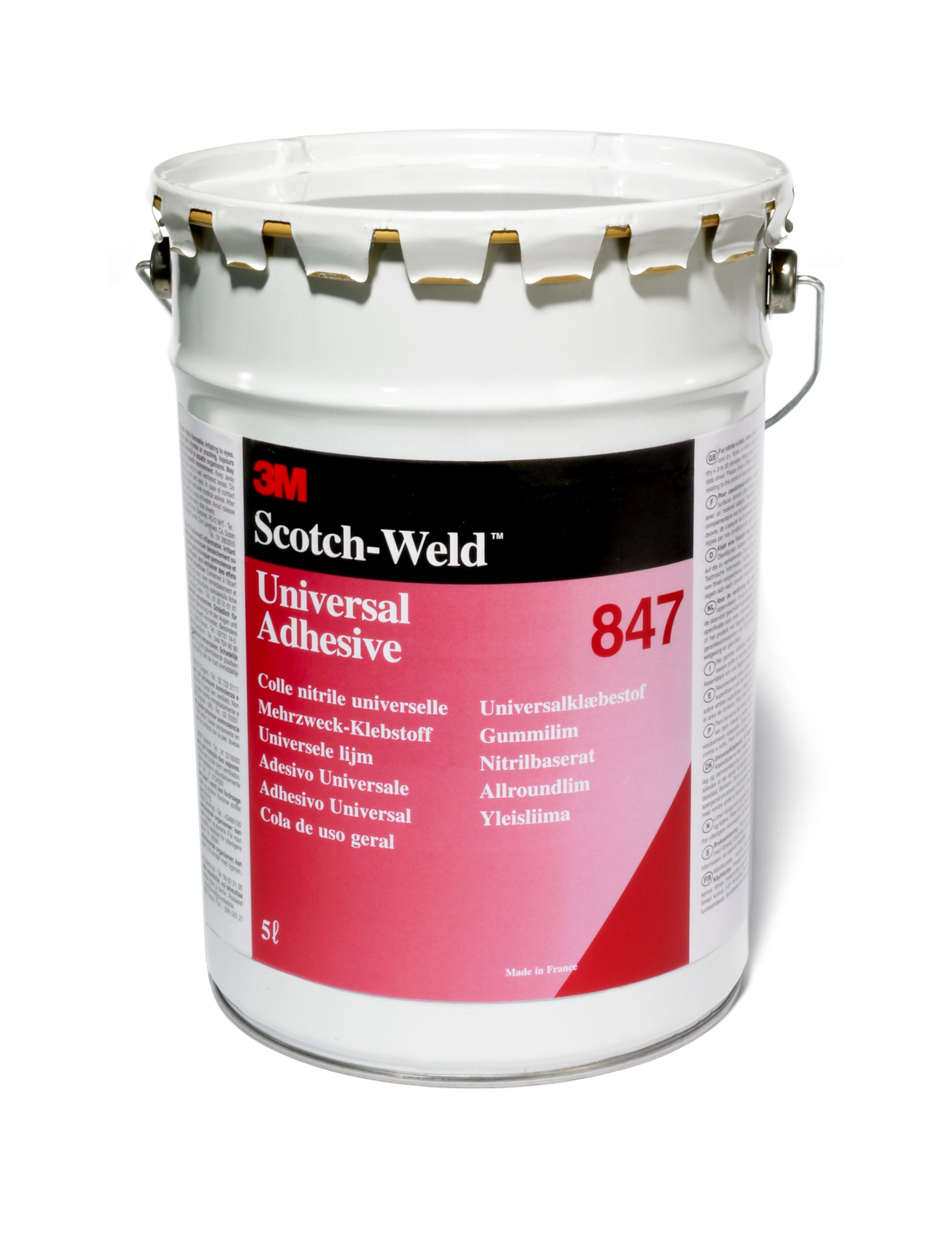 Colle à base de solvant 3M™ à base de caoutchouc nitrile 847, marron, 5 L