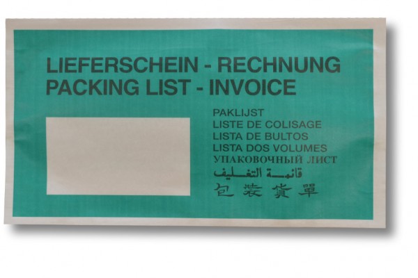 Lieferscheintaschen aus Kraft-Papier, DIN Lang, 240 x 131 mm / 228 x 120 mm, Völlflächendruck