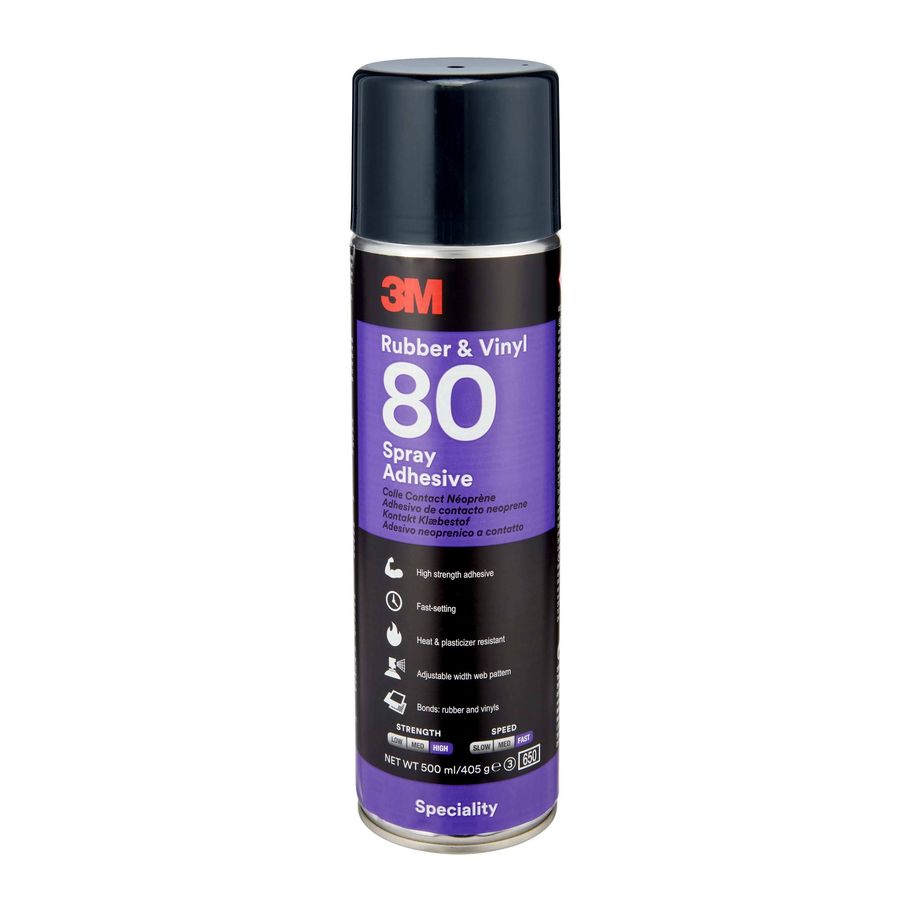 Adhésif en spray 3M™ à base d'élastomères synthétiques « Rubber and Vinyl 80 », jaune, 500 ml