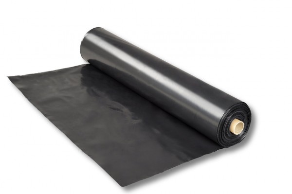 LDPE–Baufolien, schwarz opak, gefaltet, Regeneratware, 4,00 x 50 m /   80 my