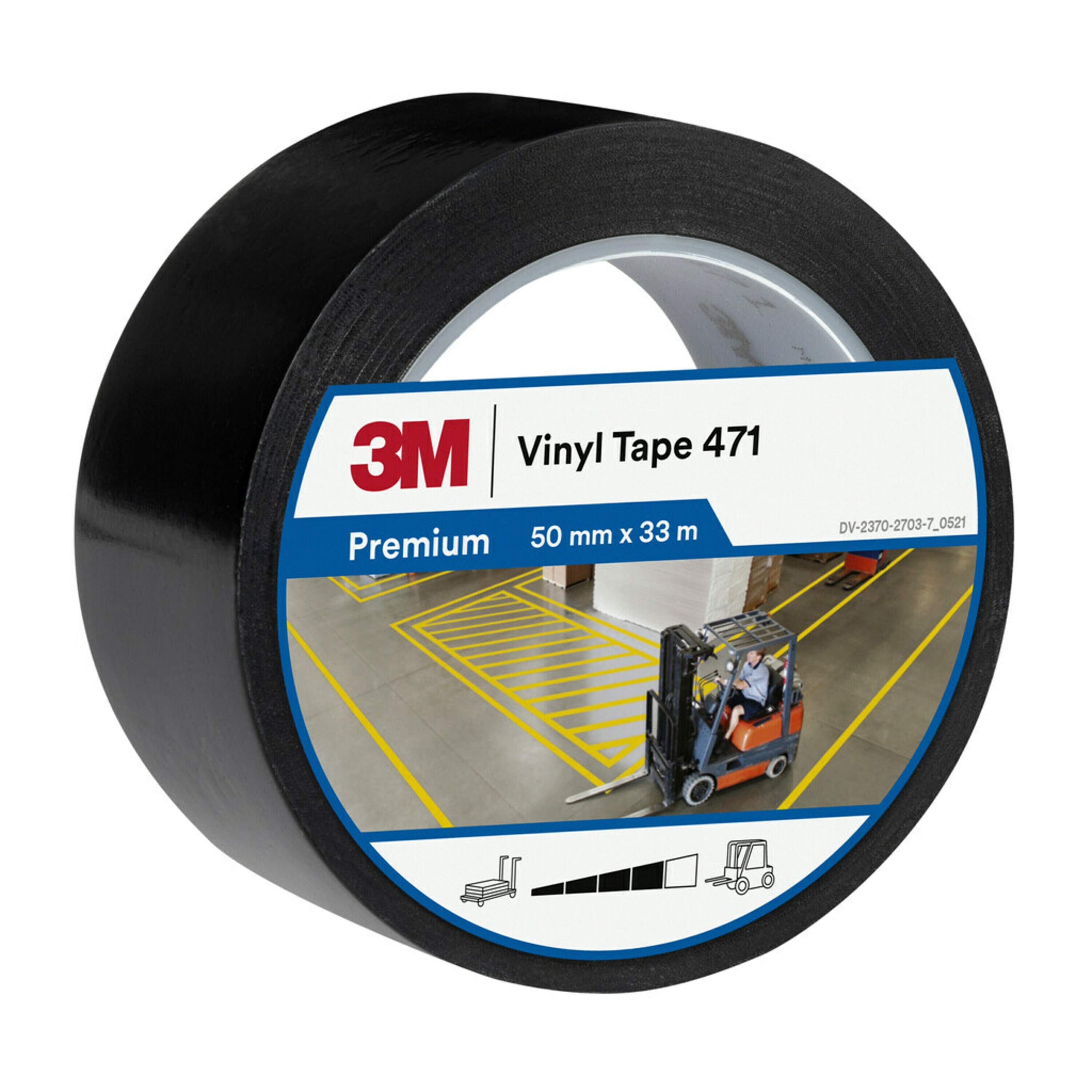 3M™ Soft PVC Adhesive Tape 471, Black, 50 mm x 33 m, 0.14 mm