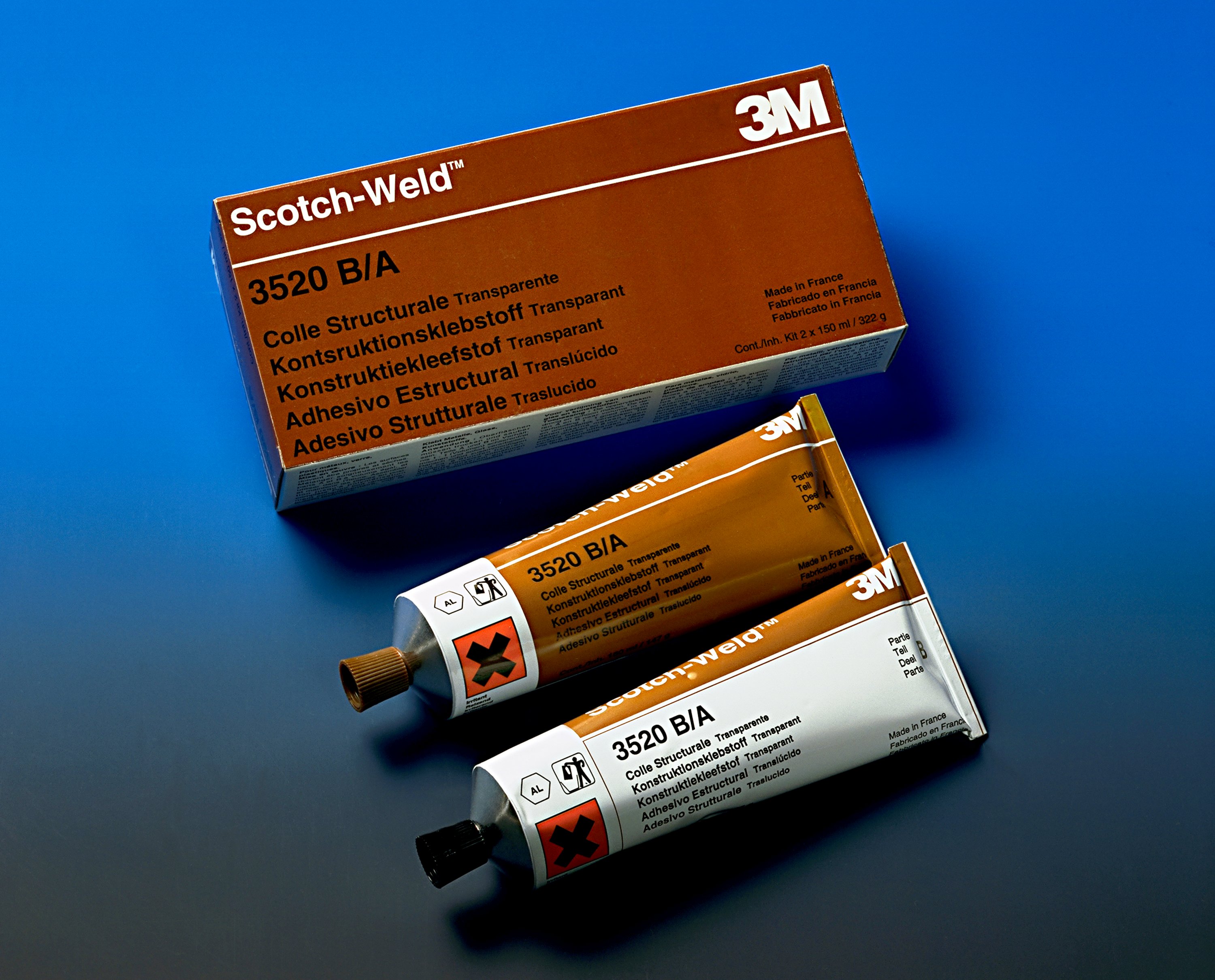 3M™ Scotch-Weld™ 2-Komponenten-Konstruktionsklebstoff auf Epoxidharzbasis 3520, Teil B/A, Transparent, 2 L