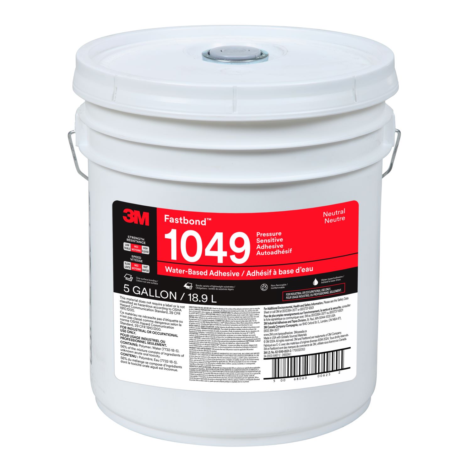 Adhésif 3M™ Fastbond™ 1049, neutre, 18,9 L