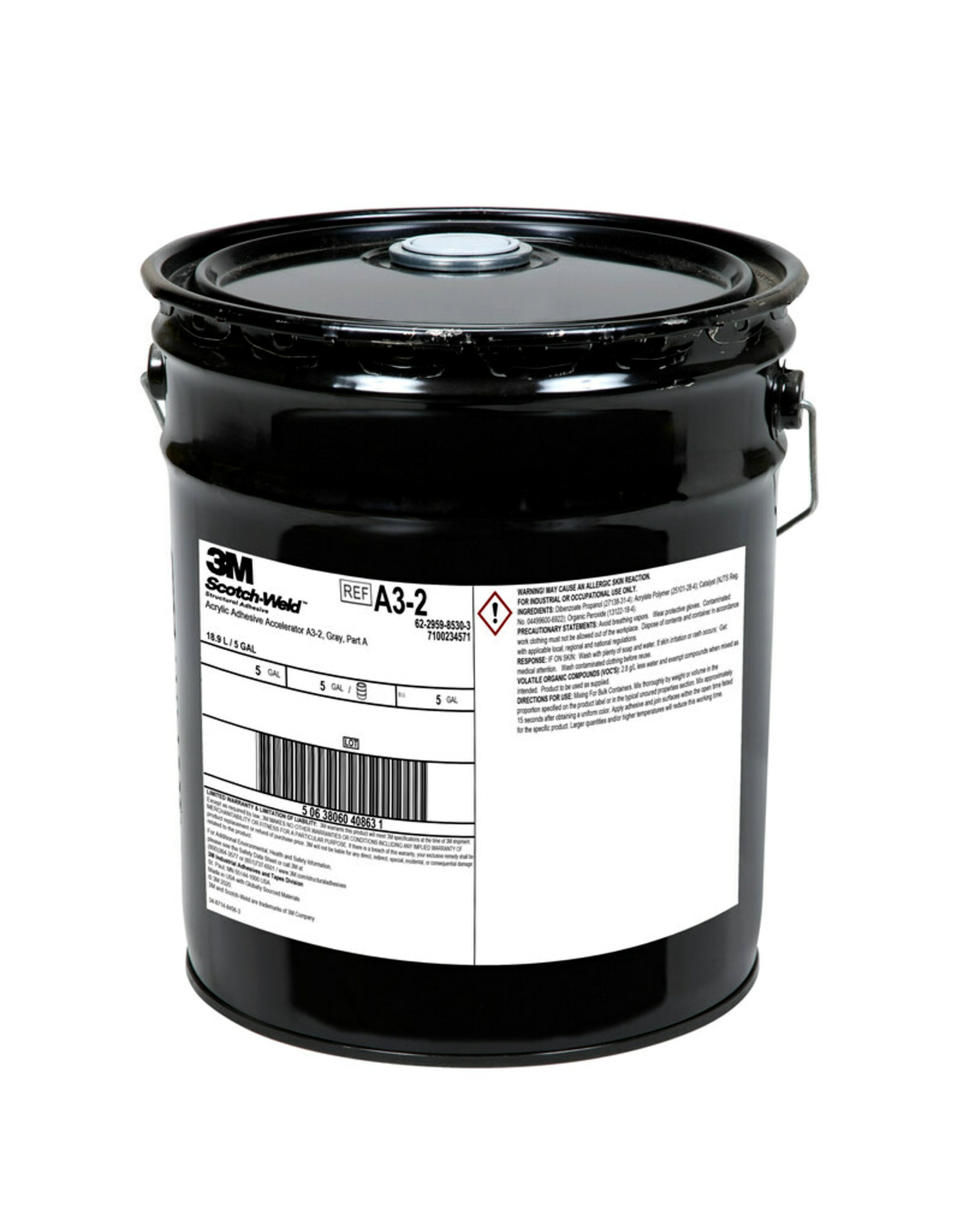 Activateur pour adhésif acrylique 3M™ Scotch-Weld™ A3-2, gris, partie A, 18,9 L