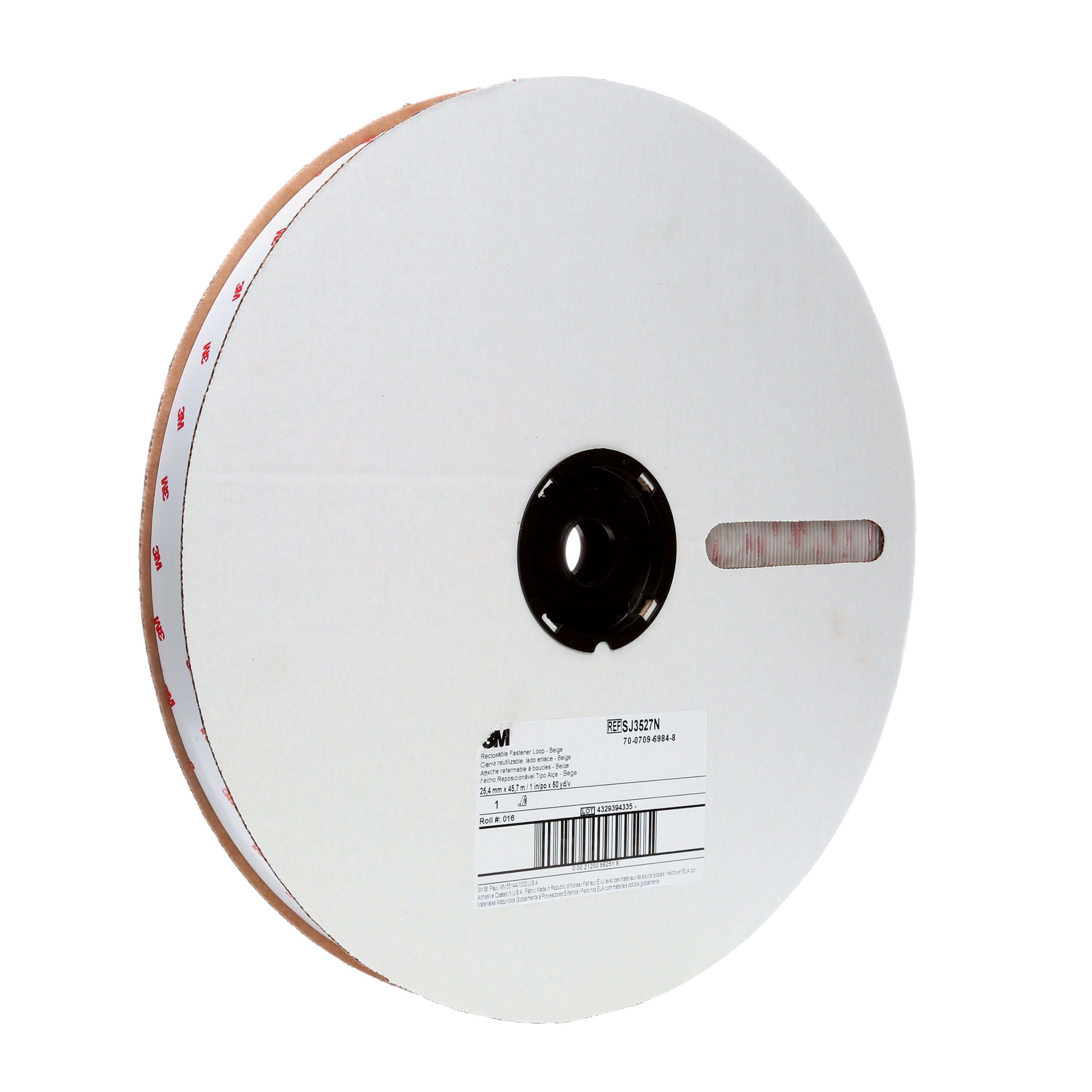 3M™ Loop Tape SJ3527, Black, 25 mm x 45.7 m, 4.4 mm, for indoor use