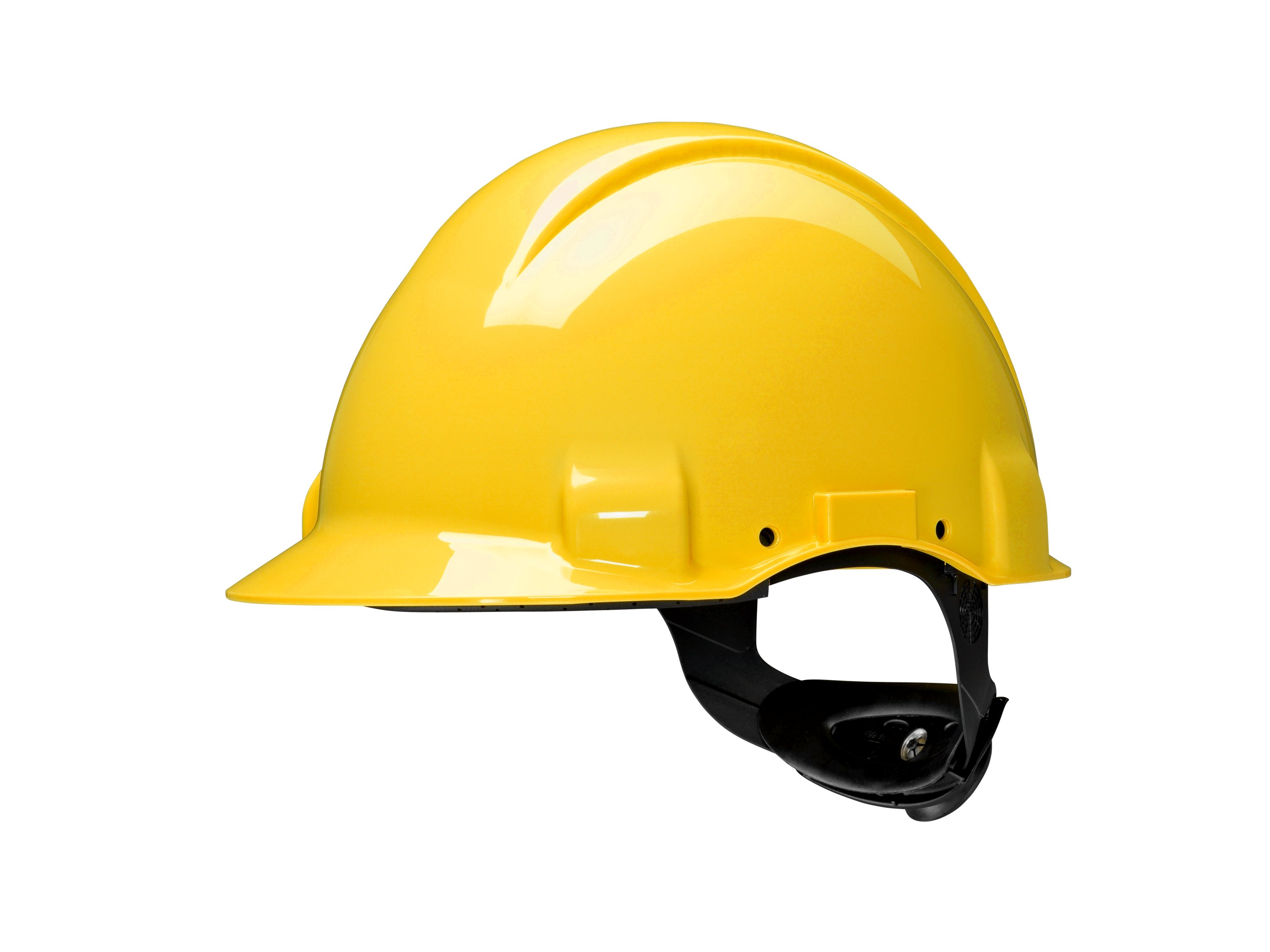 3M™ Safety Helmet, Uvicator, ratchet fastening, non-ventilated, dielectric 1000 V, leather sweatband, Yellow G3001MUV1000V-GU