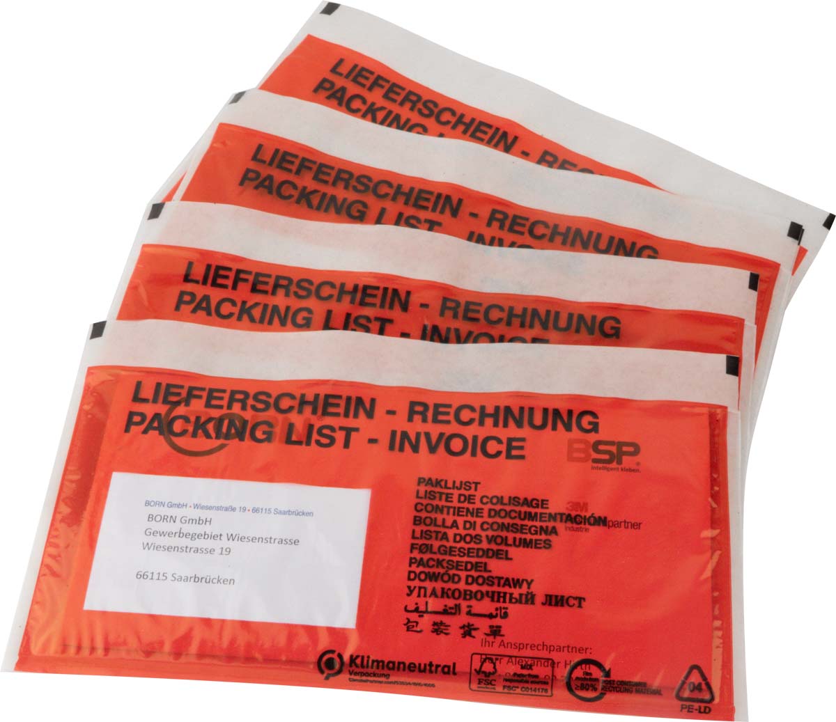 PP - Lieferscheintaschen DIN Lang, 235 x 130 mm / 225 x 120 mm, Dokumente