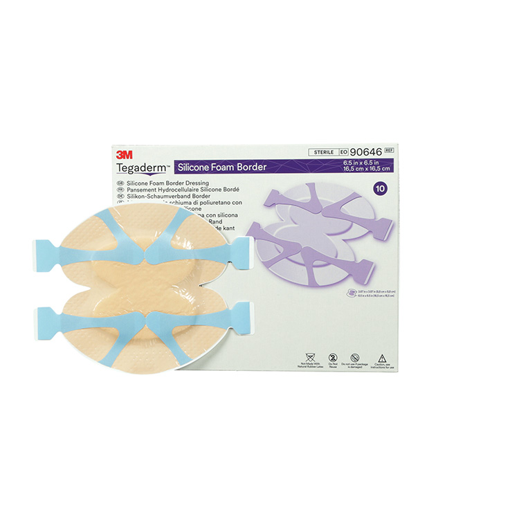3M™ Tegaderm™ Silicone Foam Dressing, 90646, 16.5 cm x 16.5 cm, 5 per pack, Heel & Contour with Adhesive Edge