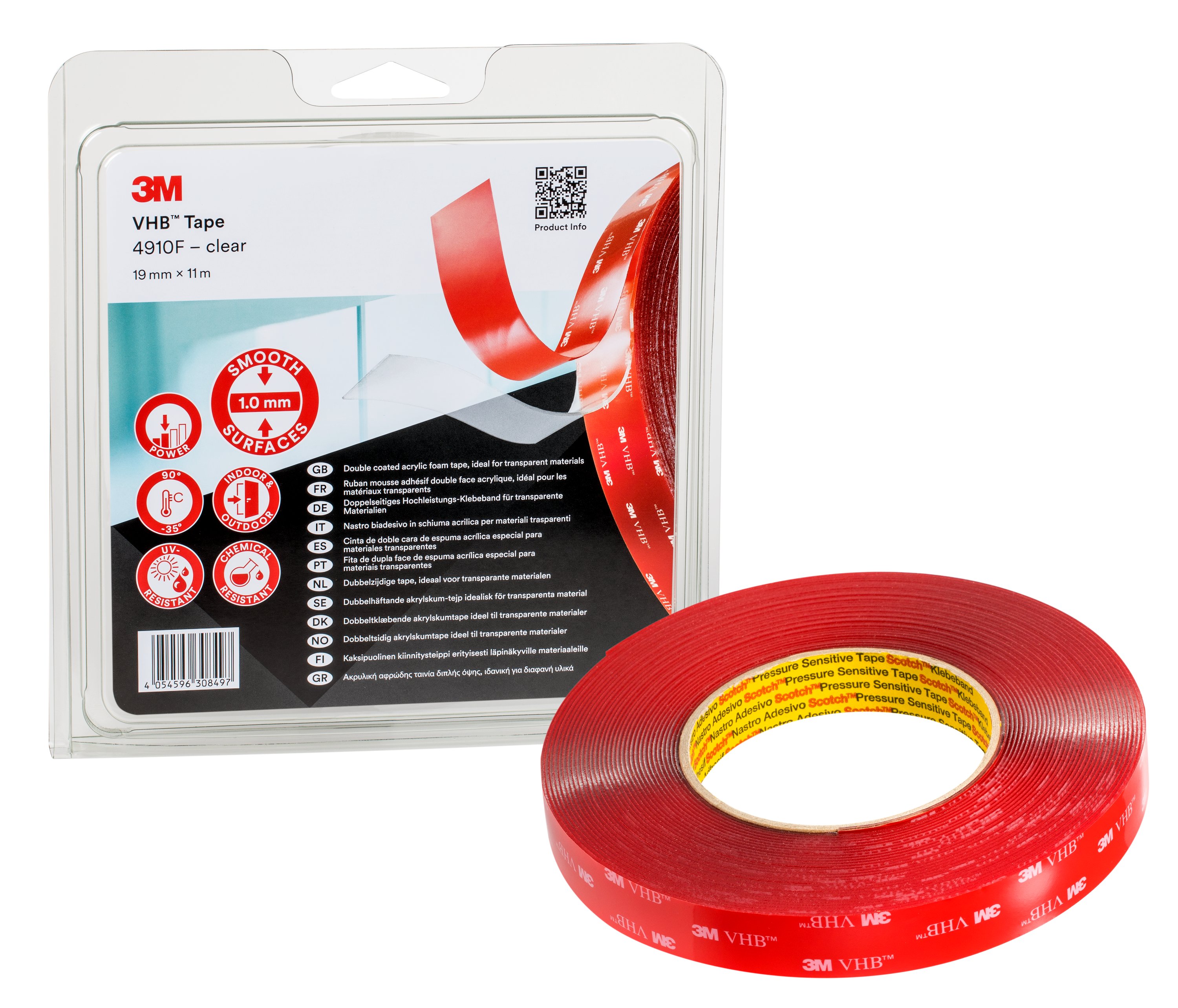 3M™ VHB™ Klebeband 4910F, Transparent, 25 mm x 33 m, 1.0 mm