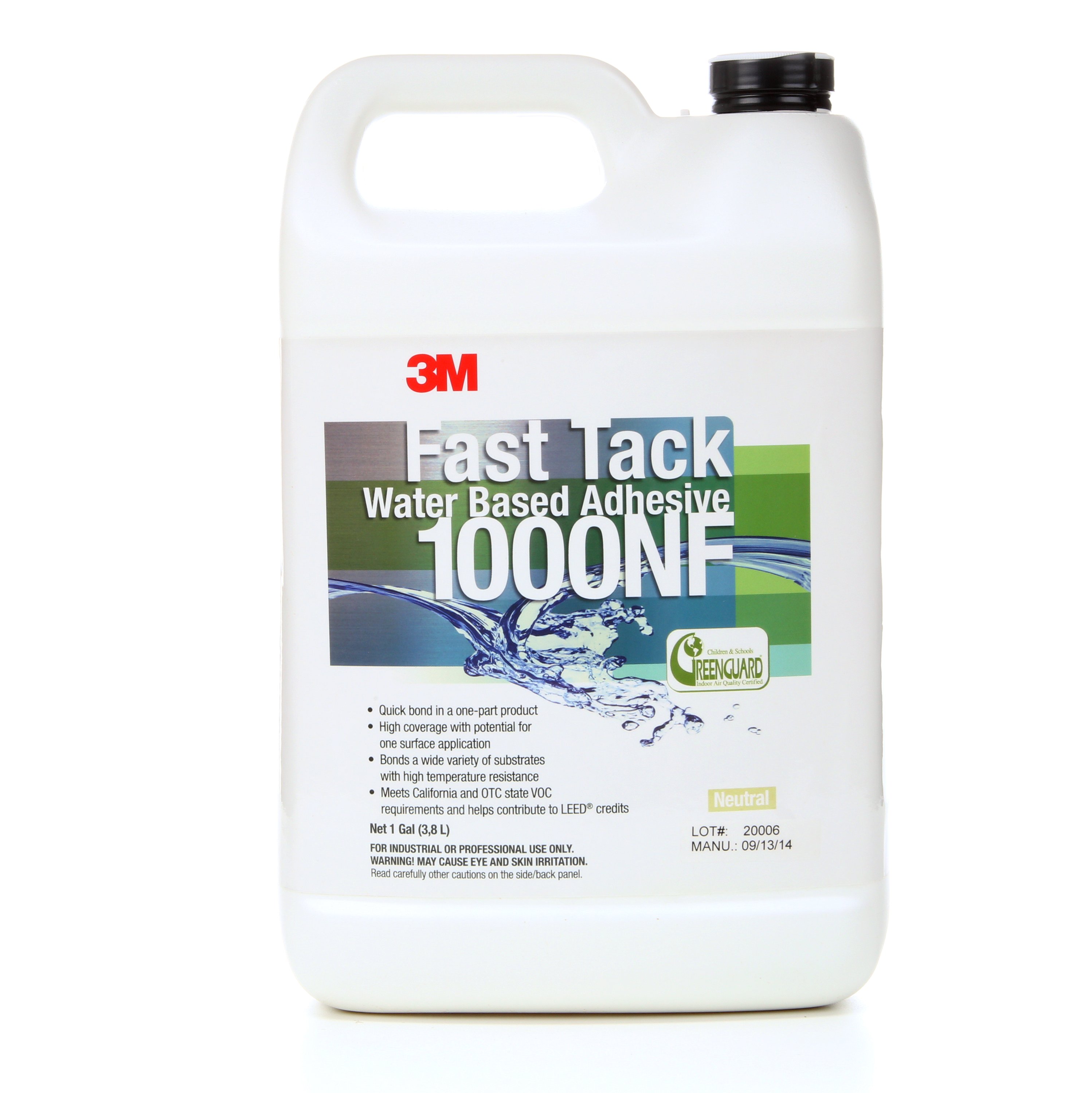 3M™ Fast Tack Water-Based Dispersion Adhesive 1000NF, Neutral, 3.78 L