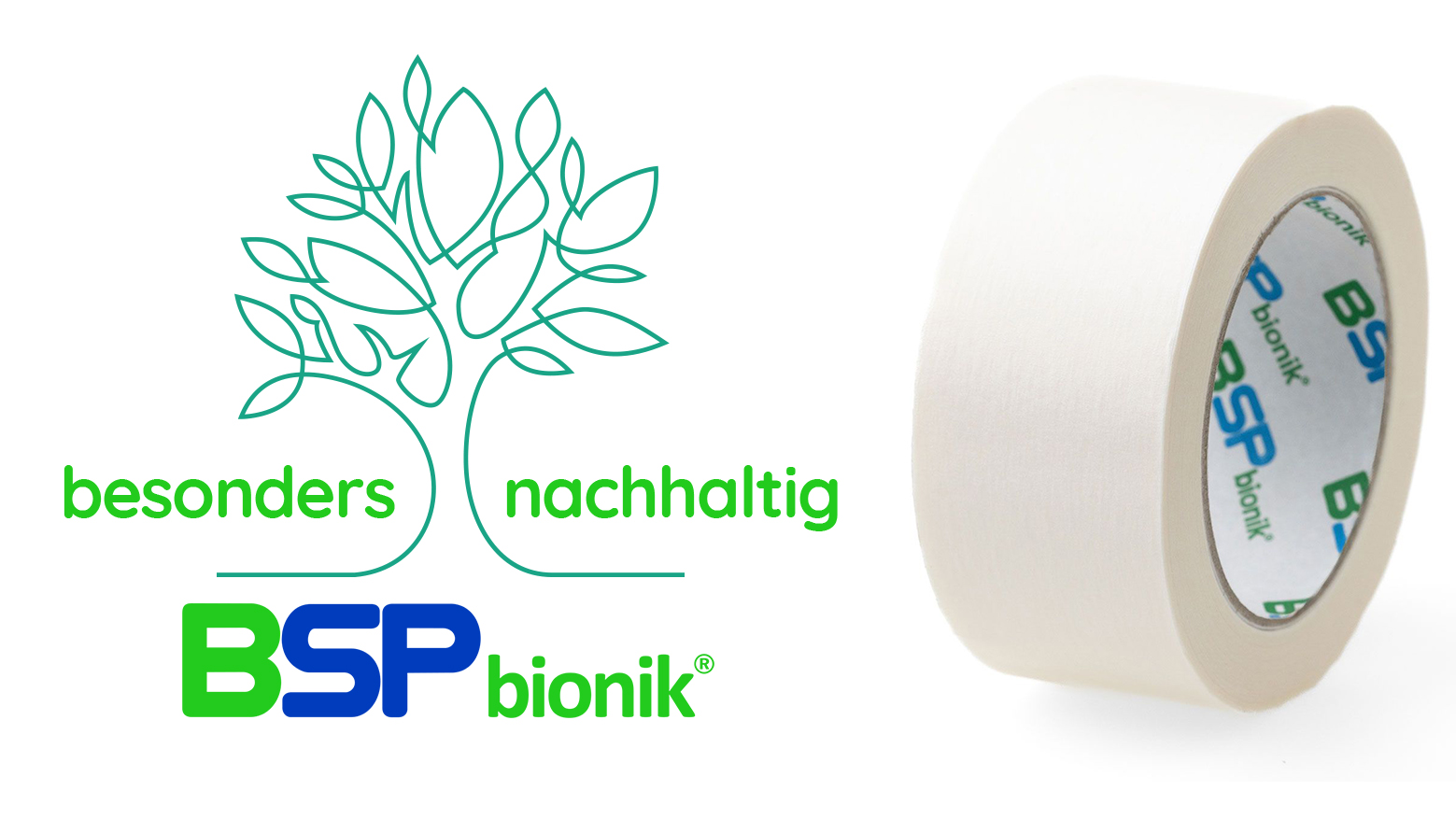 Ruban adhésif d'emballage BSP bionik 120 pour papier, 50 mm x 50 m, blanc