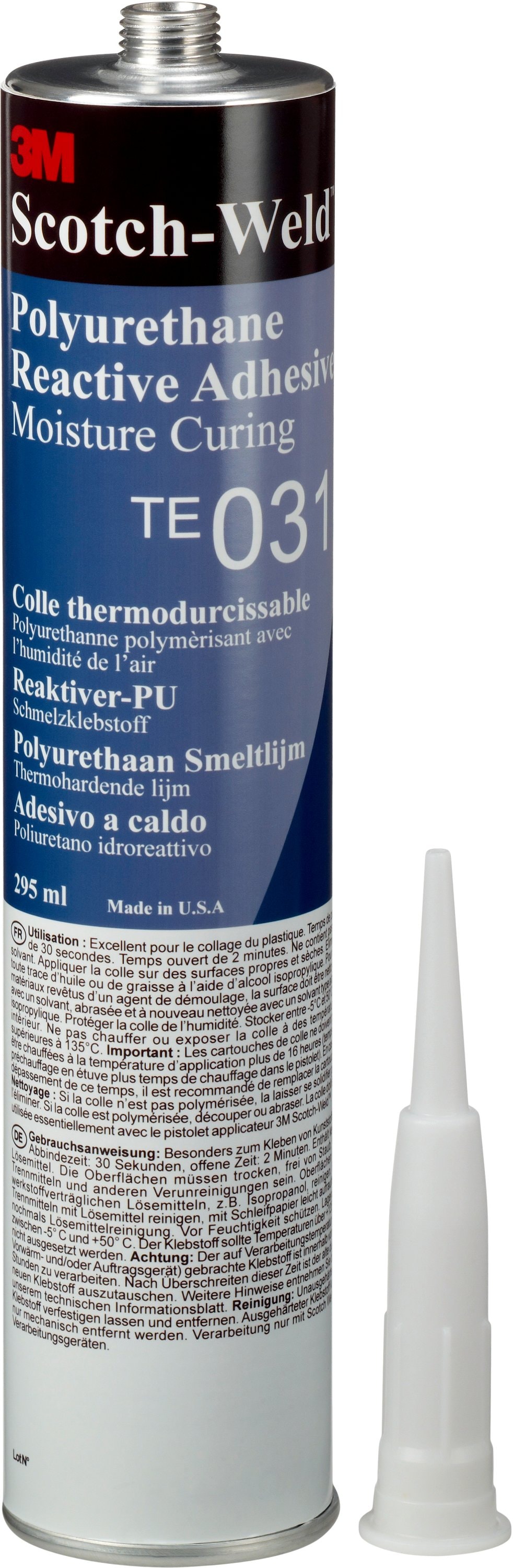 3M™ Scotch-Weld™ Reactive PUR Hot-Melt Adhesive TE031, Black, 295 ml