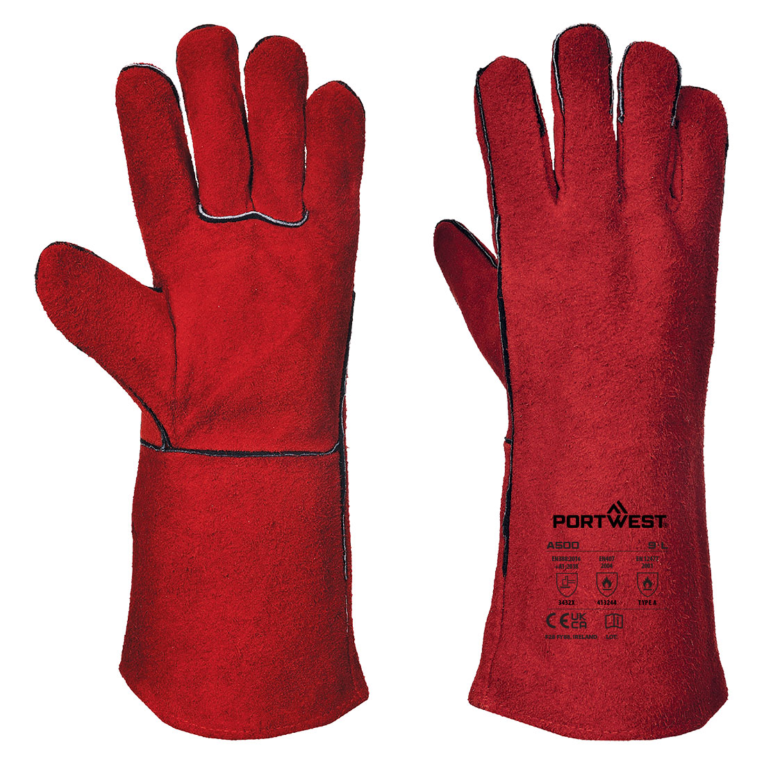 Schweißer Stulpenhandschuhe A500 Rot, Gr. M